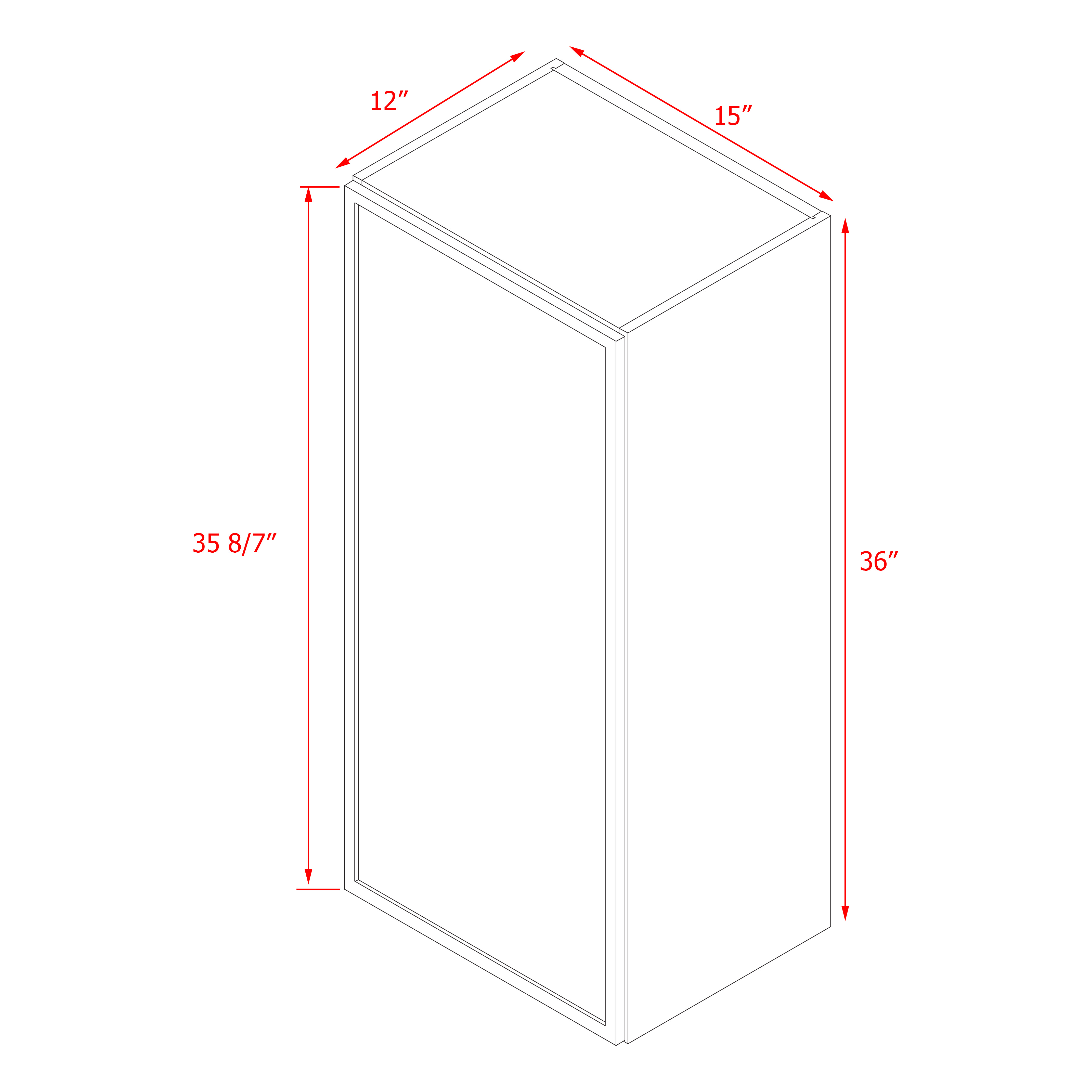 Shady Slim White Shaker - 15"W × 36"H Wall Cabinet
