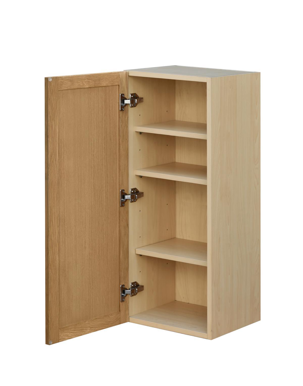 Natual Box Oak Slim - 15"W × 36"H Standard Wall Cabinet 1-Door 3-Adjustable shelves