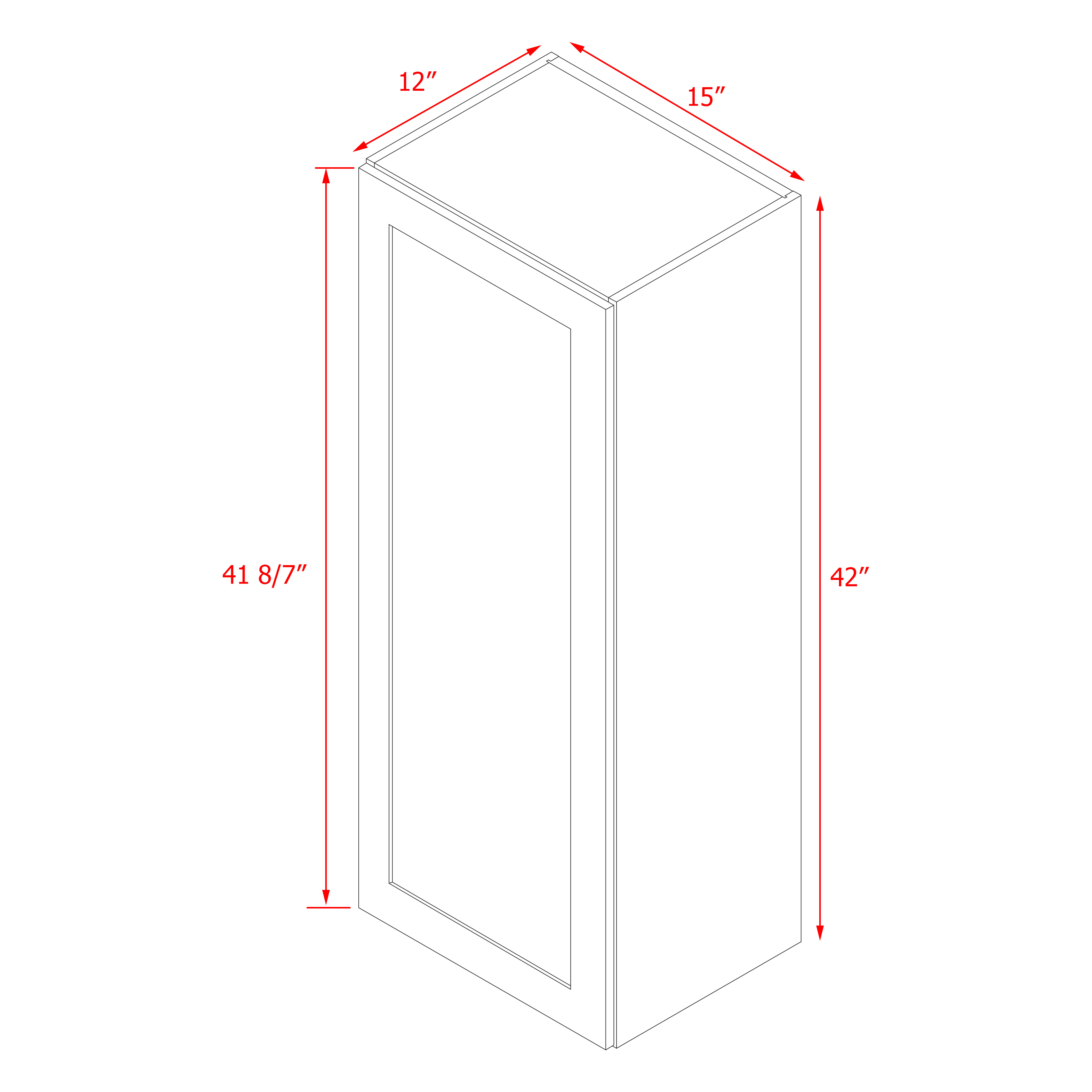 Mallroca Dolphin Gray Shaker - 15"W × 42"H Standard Wall Cabinet
