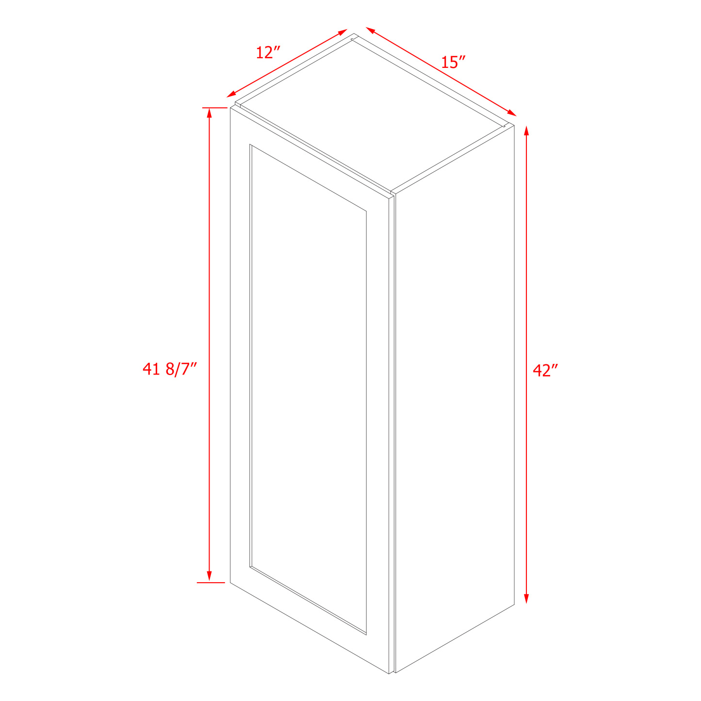 Mallroca Dolphin Gray Shaker - 15"W × 42"H Standard Wall Cabinet