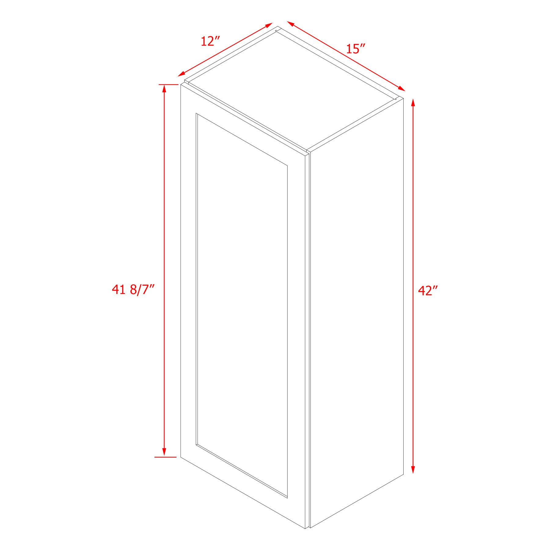 Mallroca Dolphin Gray Shaker - 15"W × 42"H Standard Wall Cabinet