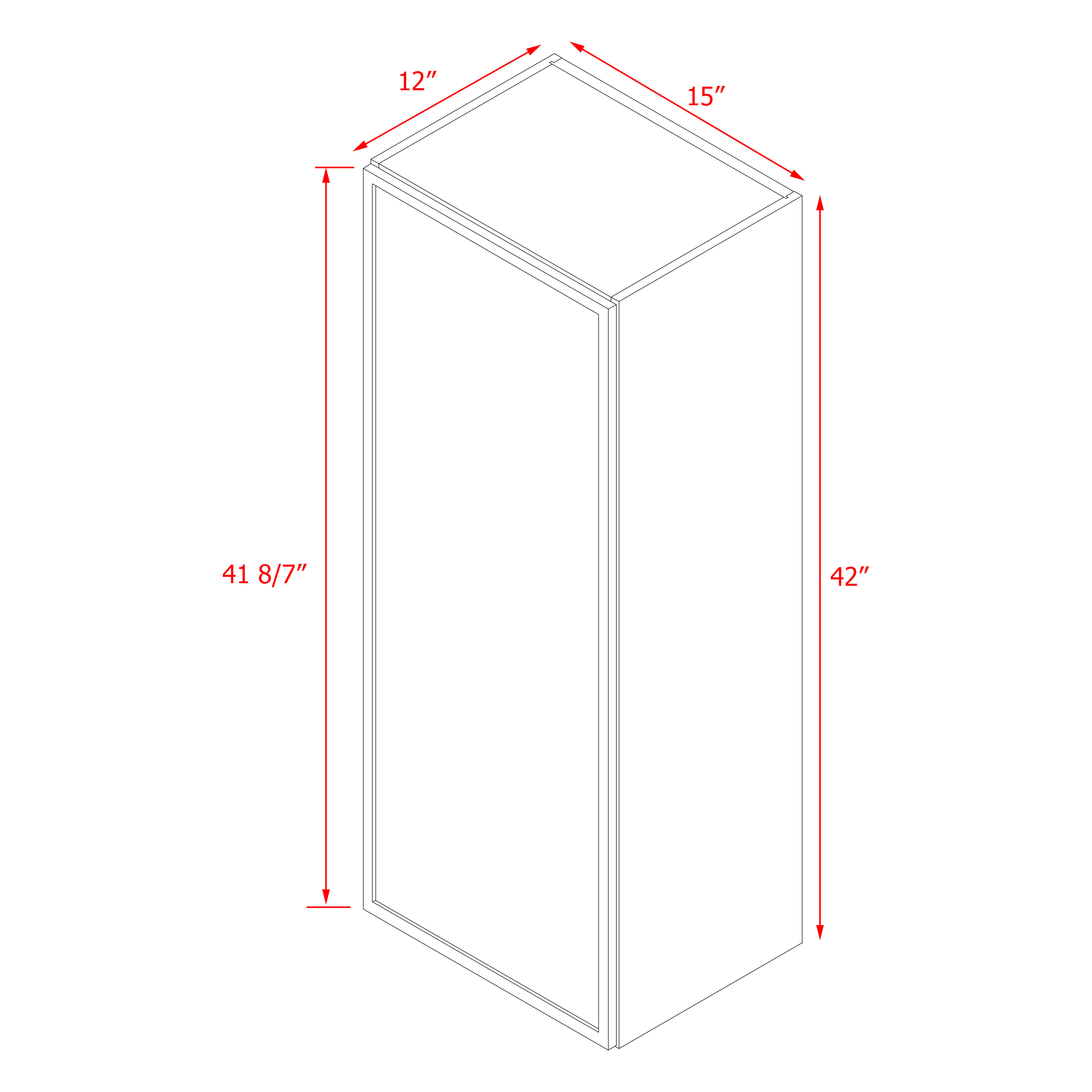 Shady Slim White Shaker - 15"W × 42"H Standard Wall Cabinet