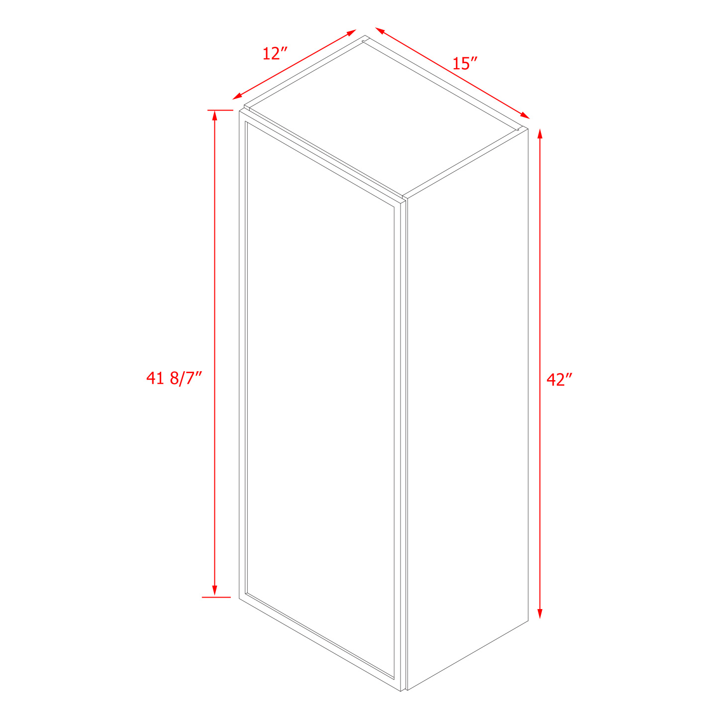 Shady Slim White Shaker - 15"W × 42"H Standard Wall Cabinet