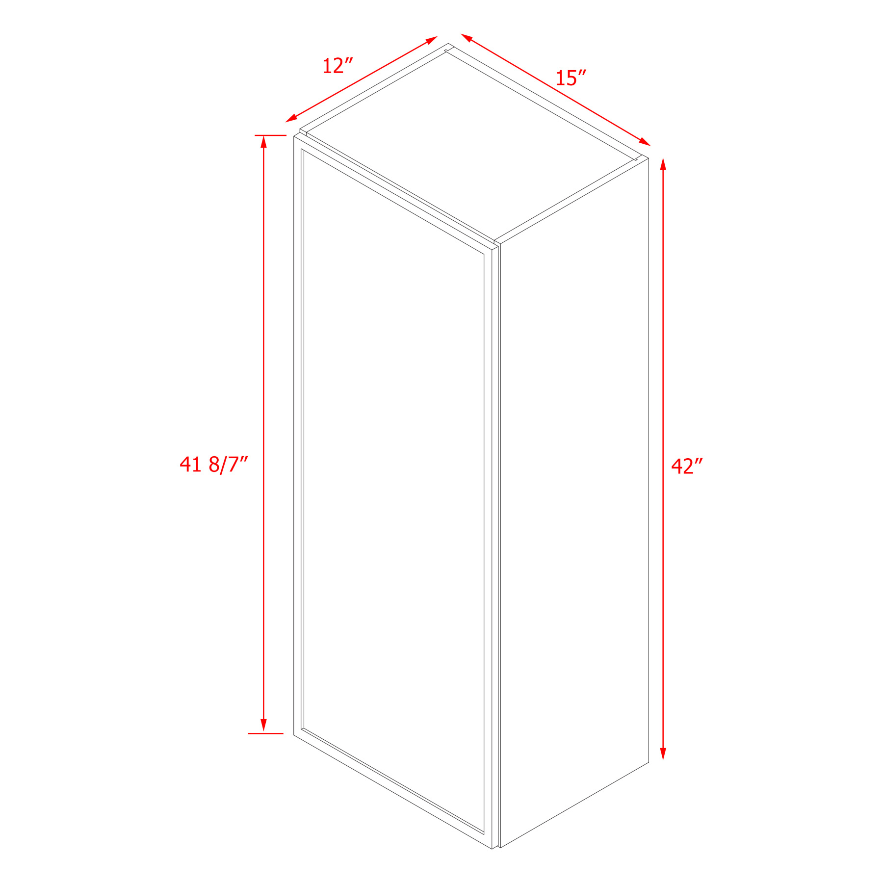 Shady Slim White Shaker - 15"W × 42"H Standard Wall Cabinet