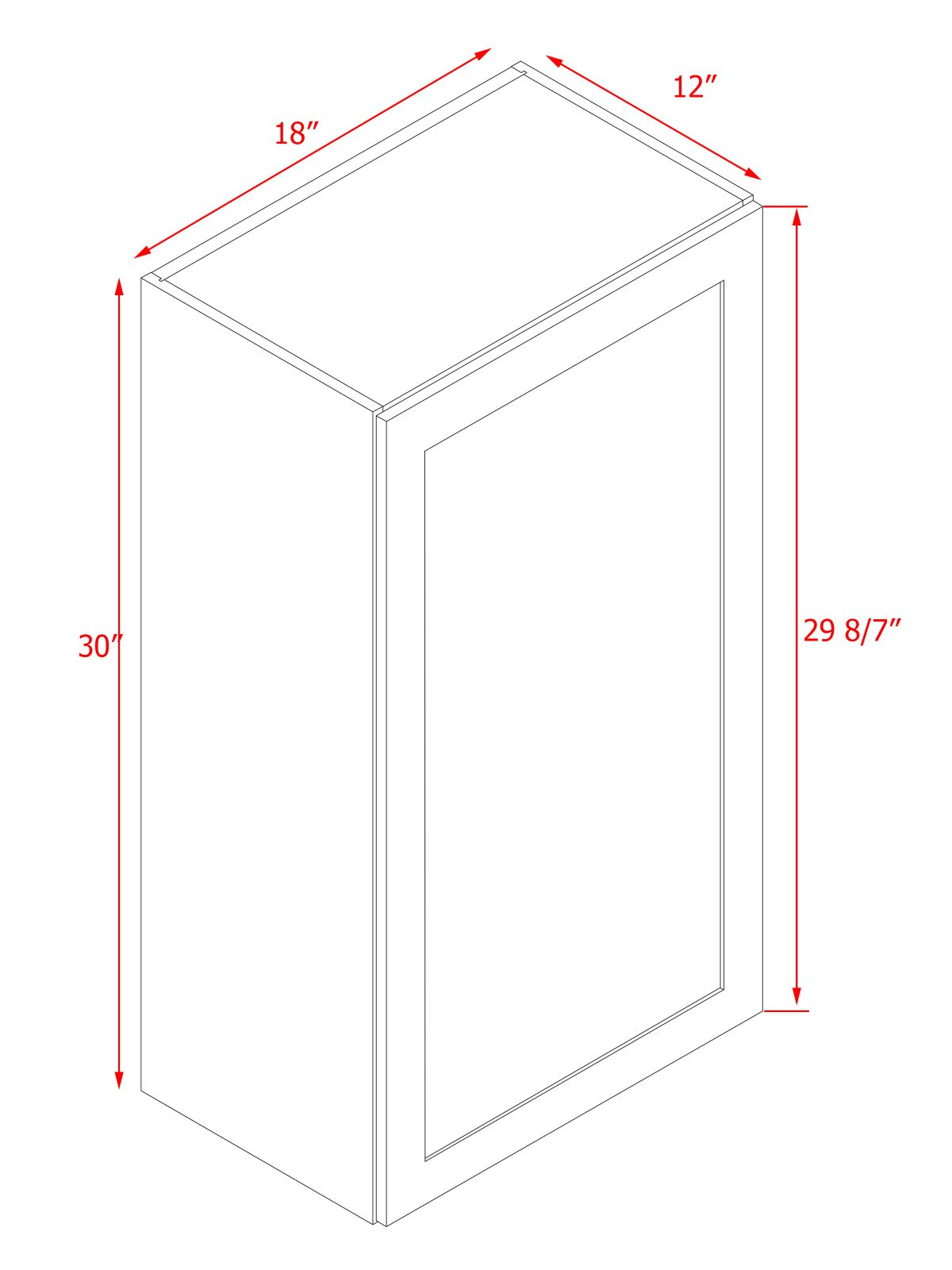White Shaker - 18"W × 30"H Standard Wall Cabinet 1-Door 2-Adjustable Shelves