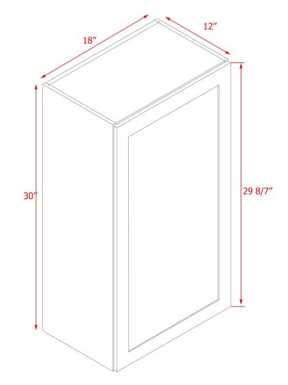 White Shaker - 18"W × 30"H Standard Wall Cabinet 1-Door 2-Adjustable Shelves