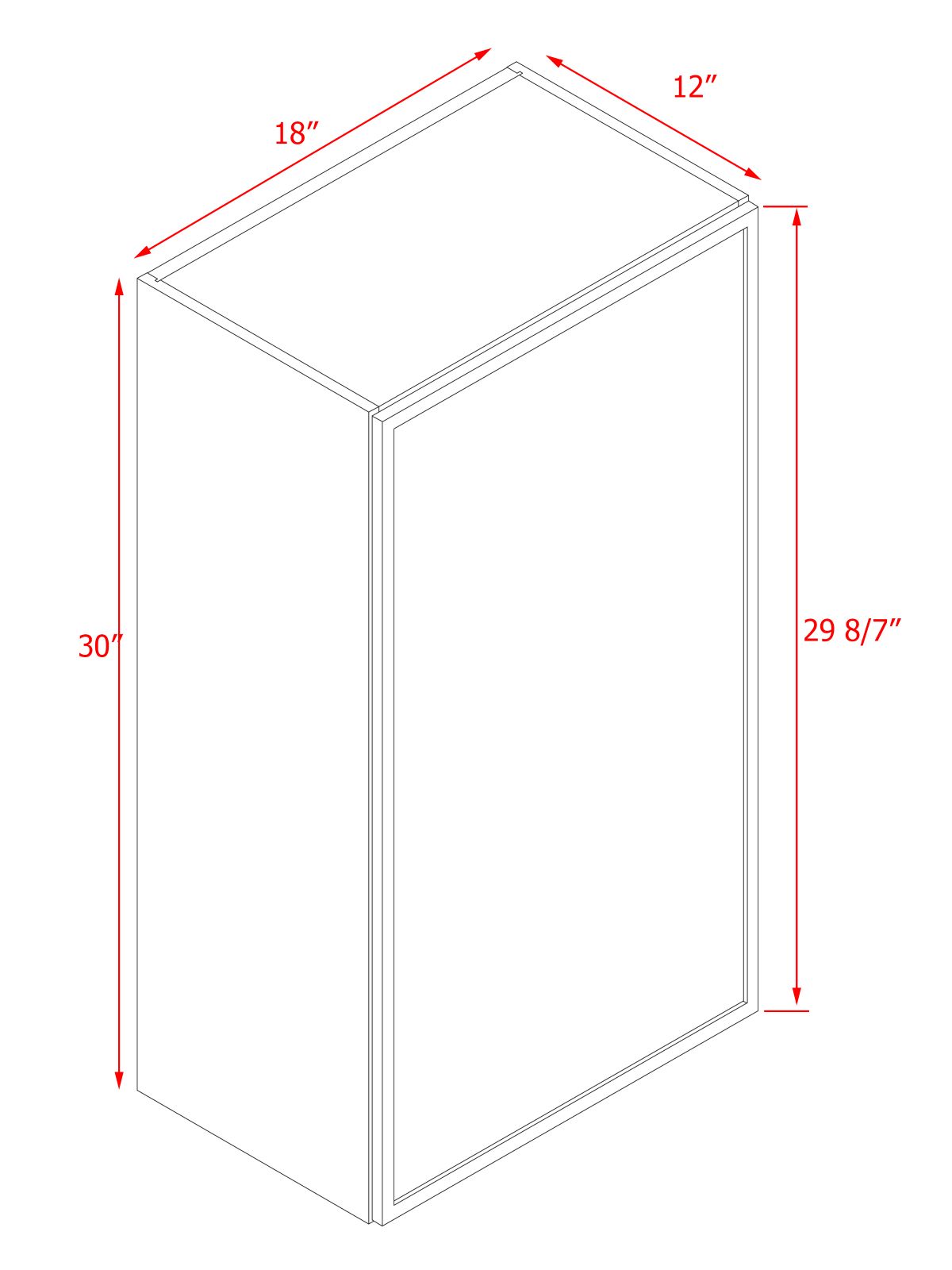 Natural Box Oak Slim - 18"W × 30"H Standard Wall Cabinet 1-Door 2-Adjustable Shelves
