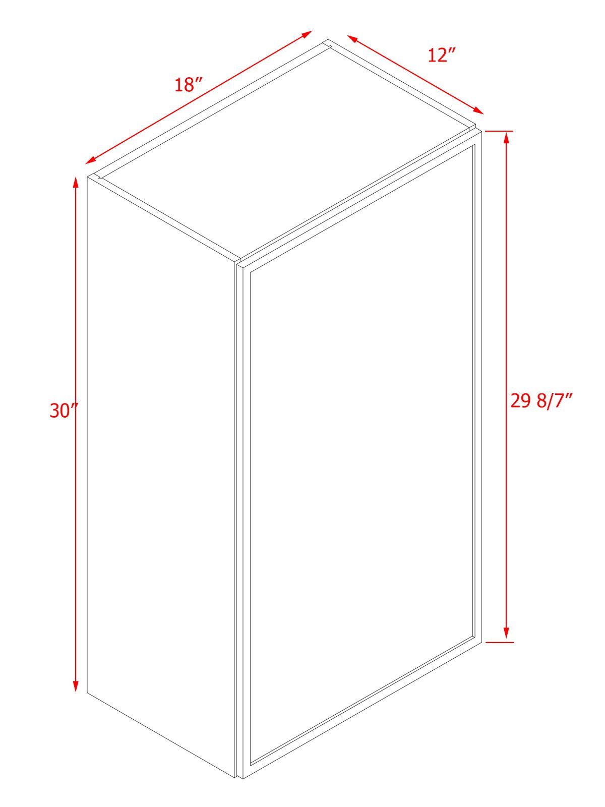 Natural Box Oak Slim - 18"W × 30"H Standard Wall Cabinet 1-Door 2-Adjustable Shelves