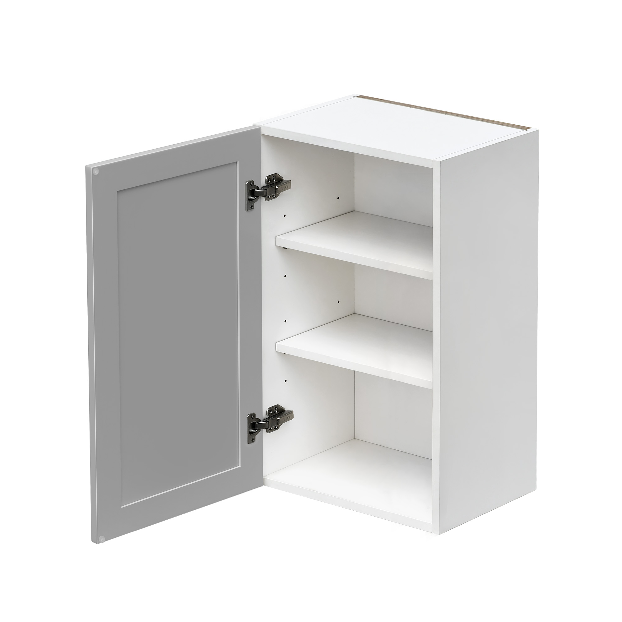 White Box Gray Shaker - 18"W × 30"H Standard Wall Cabinet 1-Door 2-Adjustable Shelves