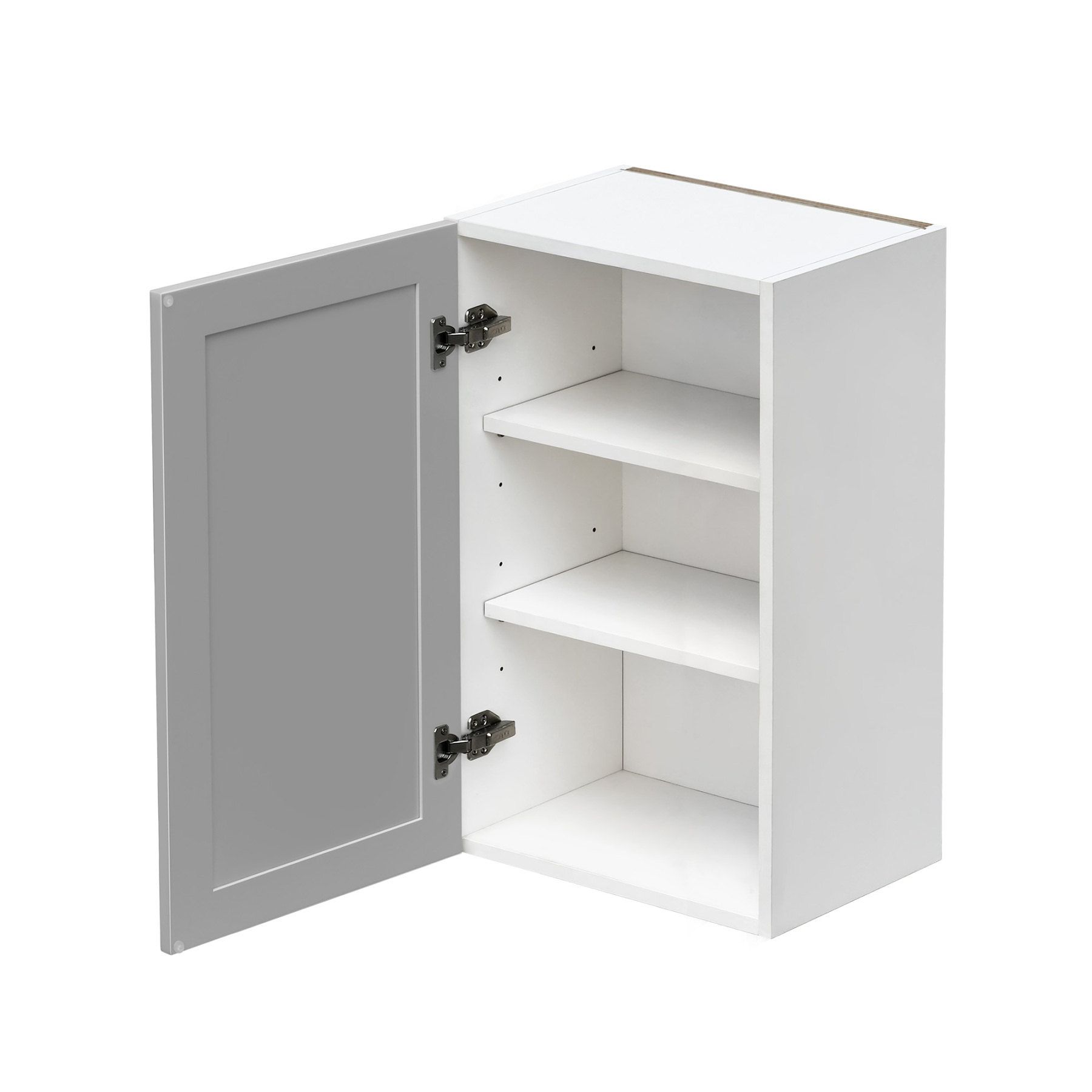 White Box Gray Shaker - 18"W × 30"H Standard Wall Cabinet 1-Door 2-Adjustable Shelves