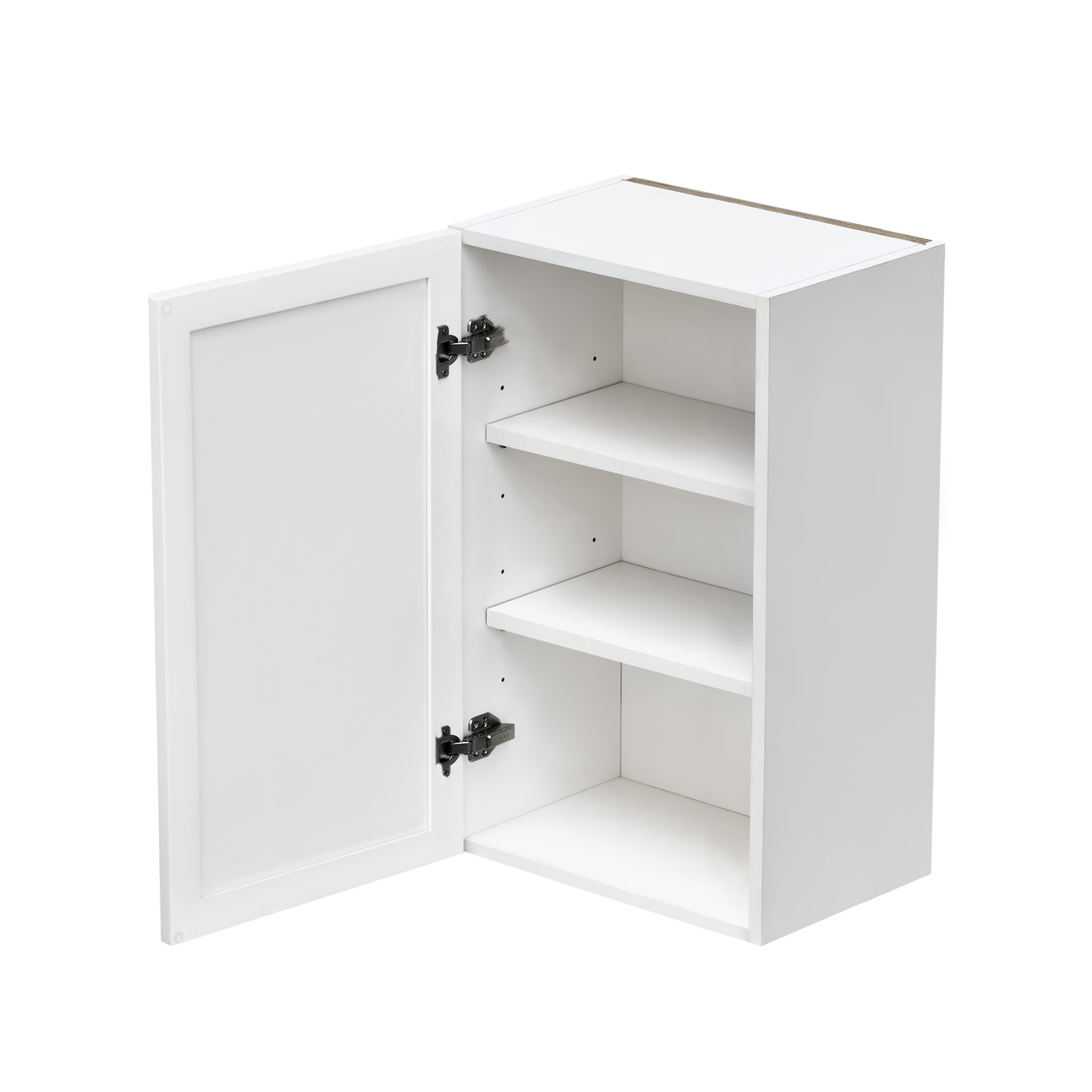 Slim White Shaker - 18"W × 30"H Standard Wall Cabinet 1-Door 2-Adjustable Shelves