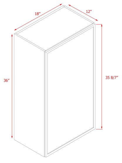Slim White Shaker - 18"W × 36"H Standard Wall Cabinet 1-Door 3-Adjustable shelves