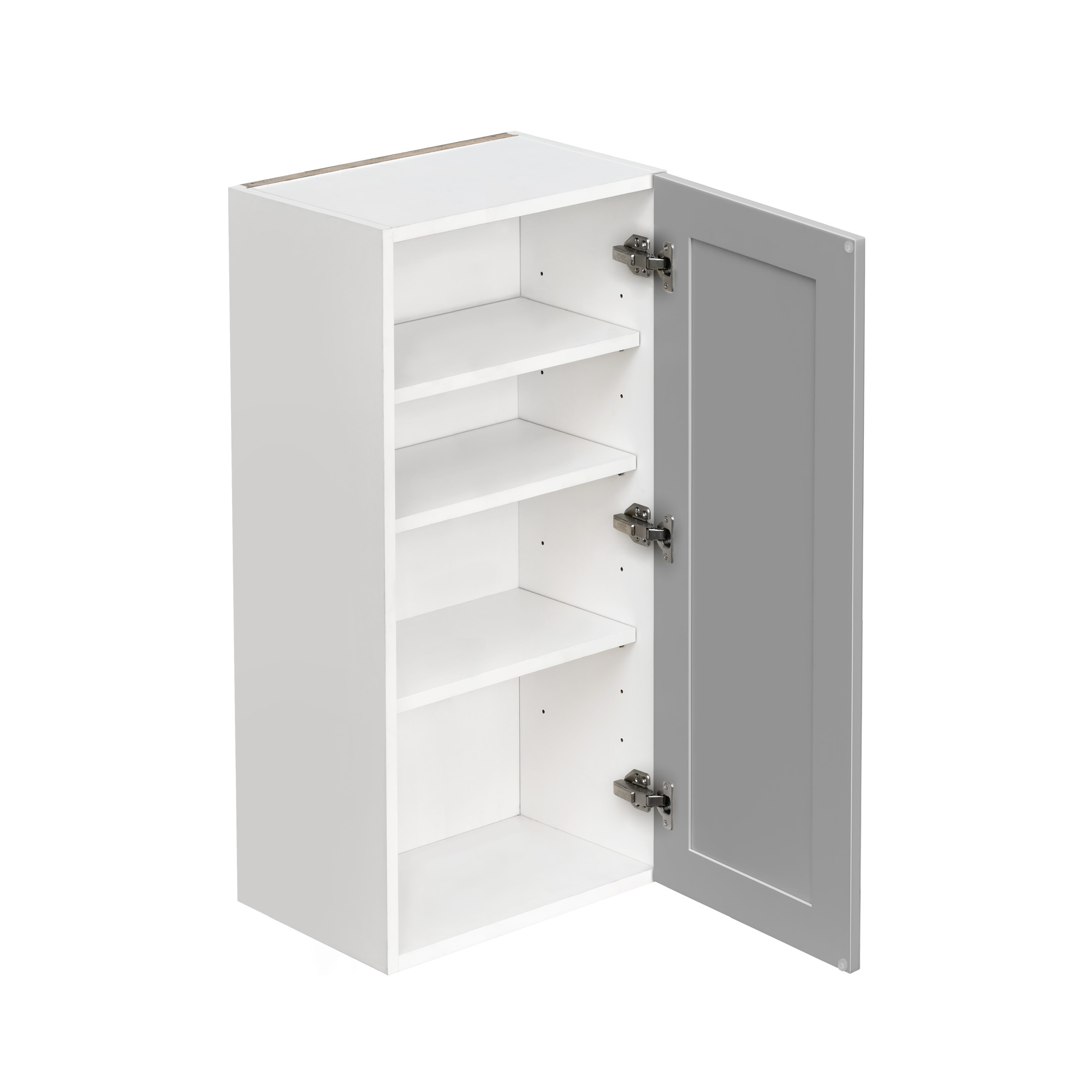 White Box Gray Shaker - 18"W × 36"H Standard Wall Cabinet 1-Door 3-Adjustable shelves