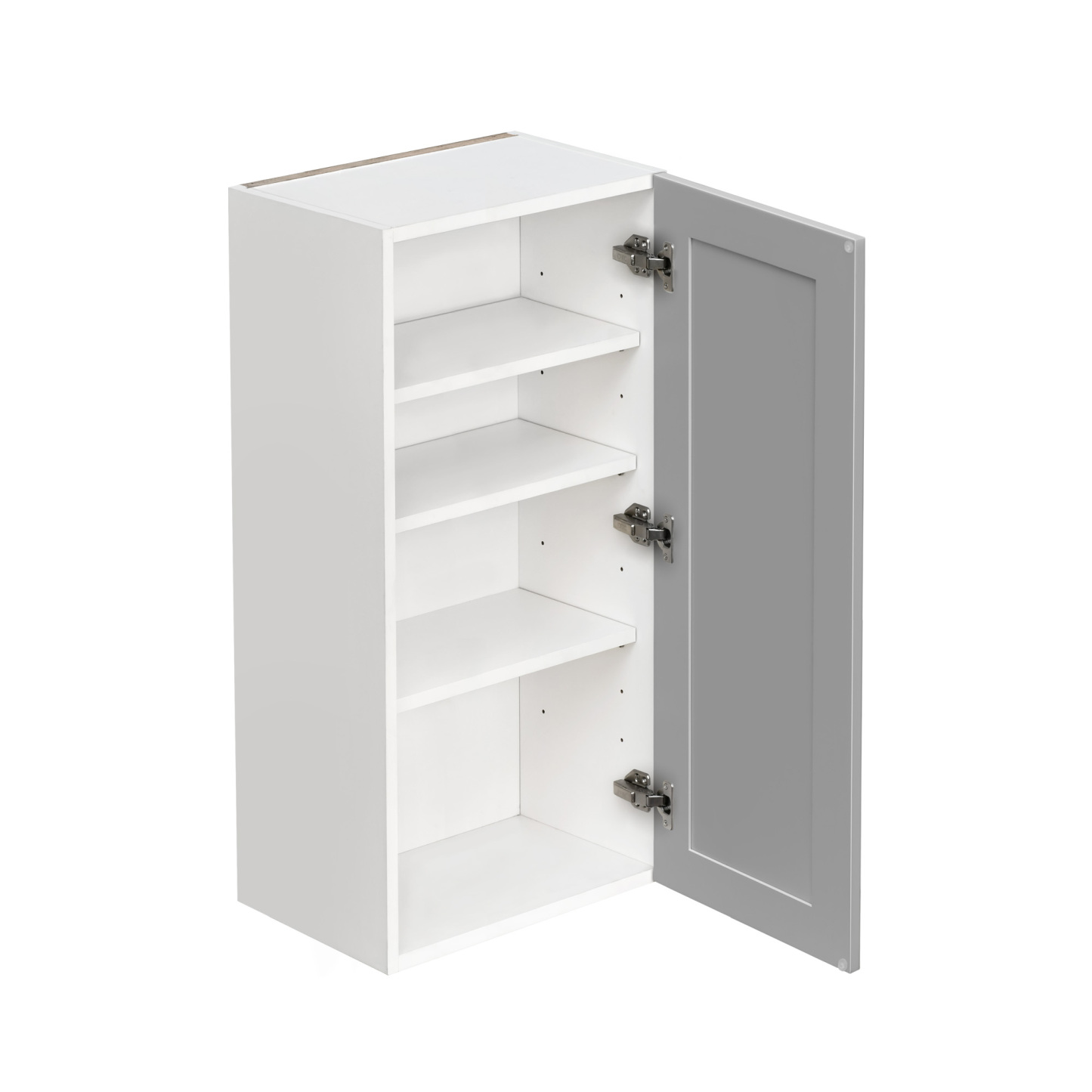 White Box Gray Shaker - 18"W × 36"H Standard Wall Cabinet 1-Door 3-Adjustable shelves