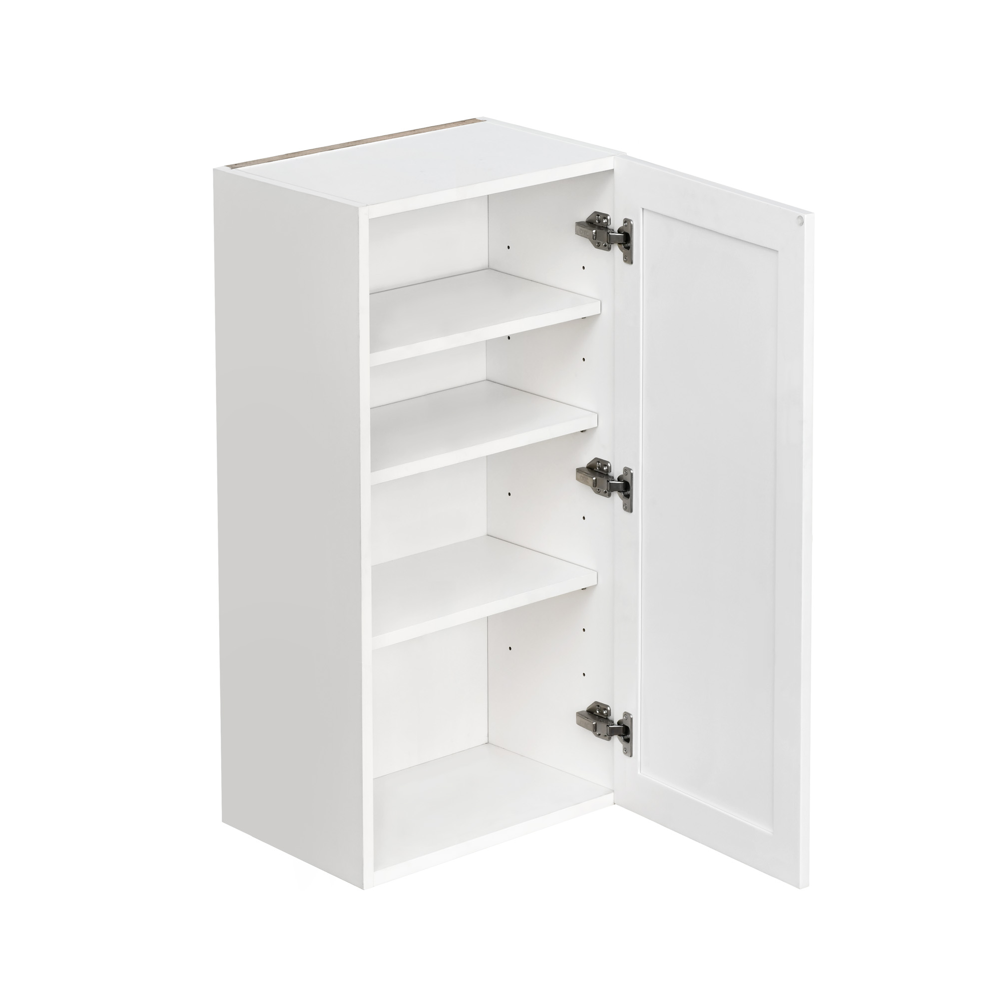 White Shaker - 18"W × 36"H Standard Wall Cabinet 1-Door 3-Adjustable shelves