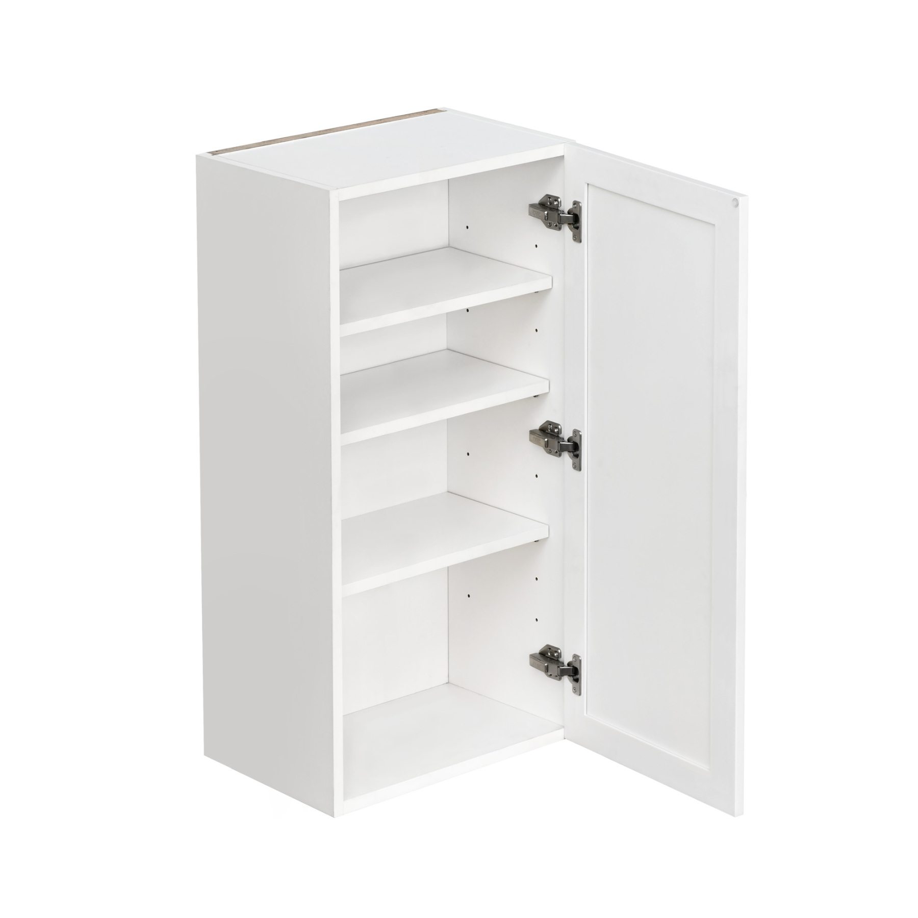 Slim White Shaker - 18"W × 36"H Standard Wall Cabinet 1-Door 3-Adjustable shelves