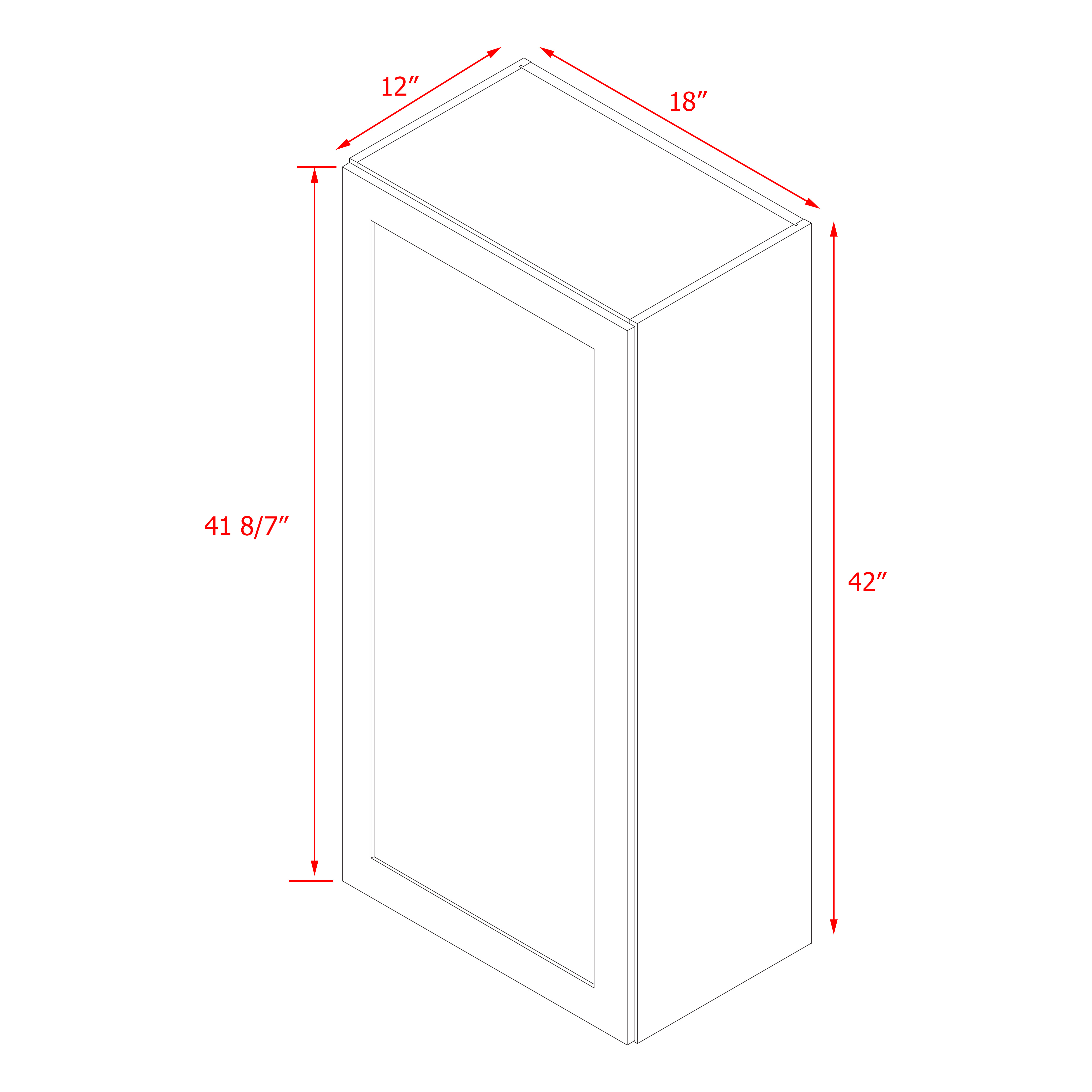 Mallroca Dolphin Gray Shaker - 18"W × 42"H Standard Wall Cabinet