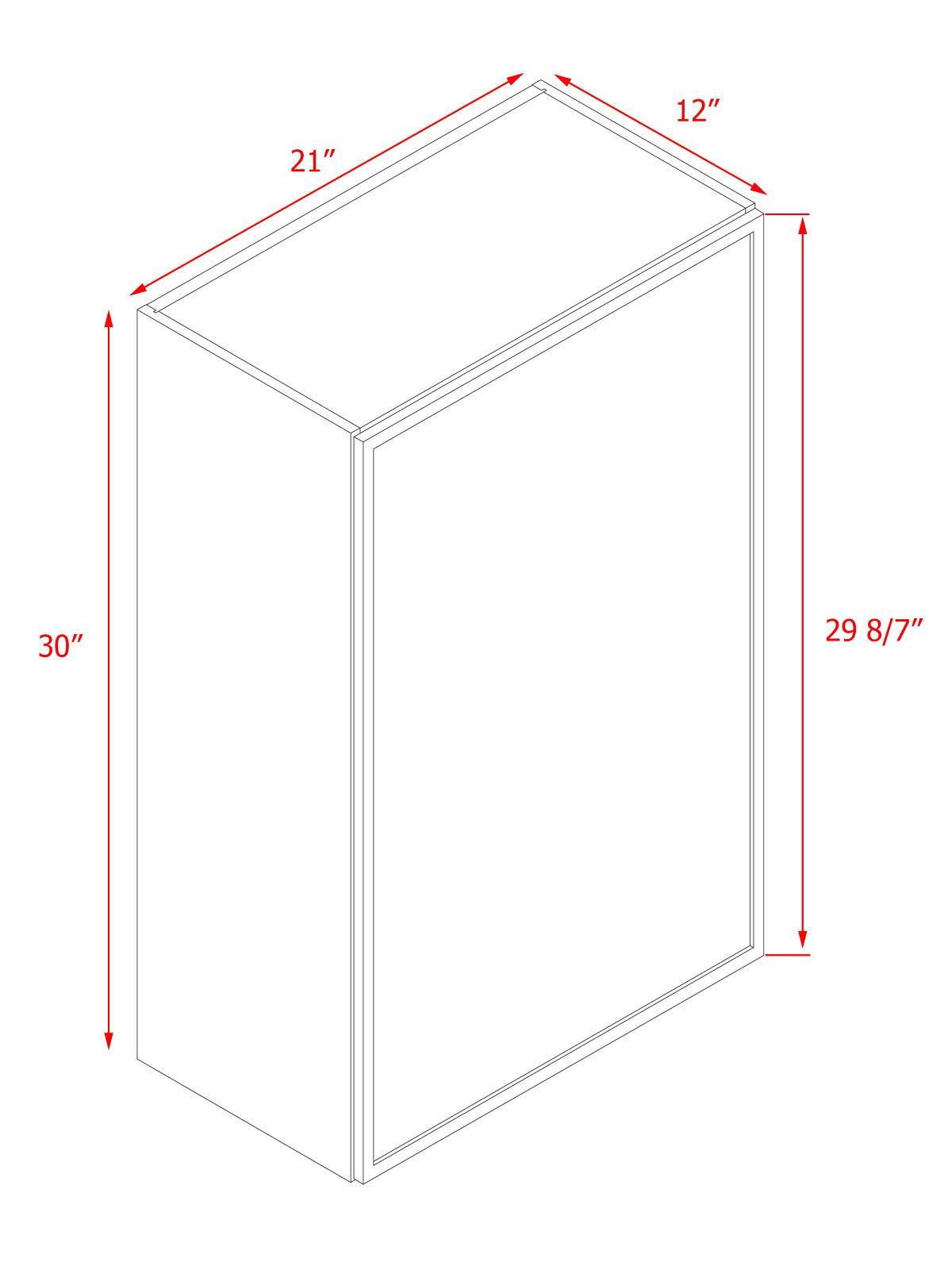 Natural Box Oak Slim - 21"W × 30"H Standard Wall Cabinet 1-Door 2-Adjustable Shelves