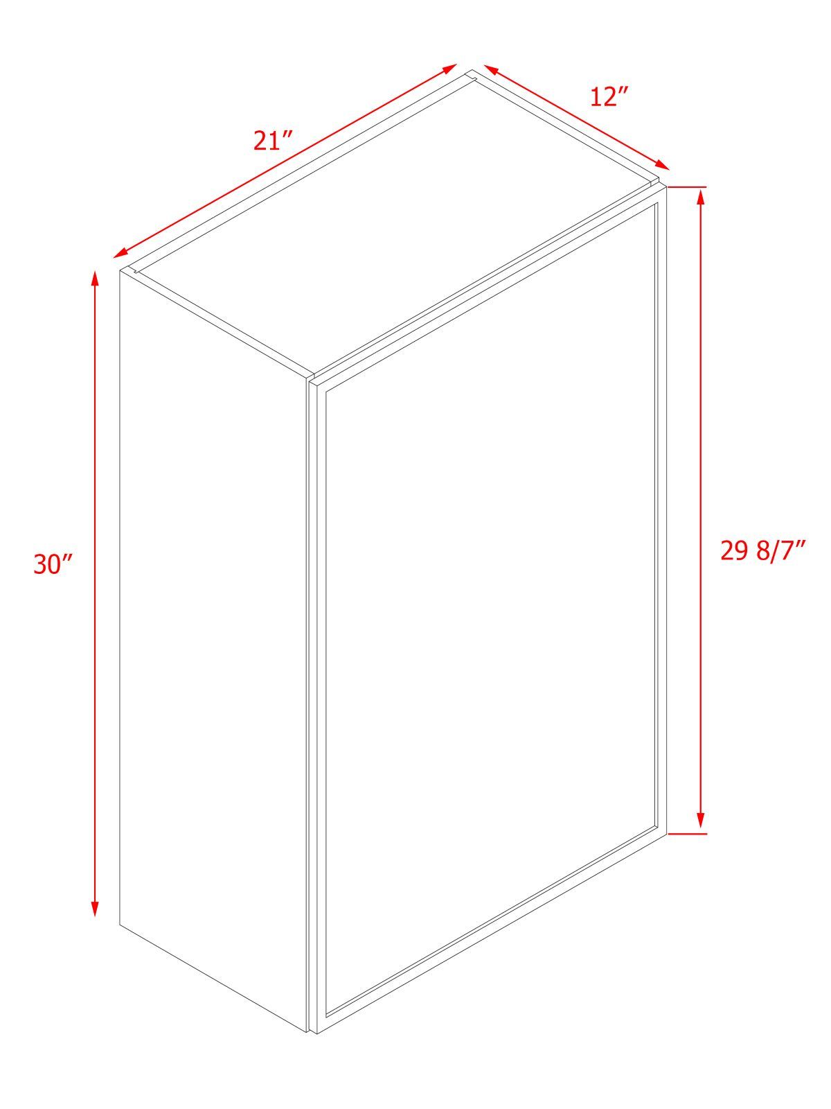Natural Box Oak Slim - 21"W × 30"H Standard Wall Cabinet 1-Door 2-Adjustable Shelves
