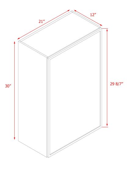 White Box Gray Slim - 21"W × 30"H Standard Wall Cabinet 1-Door 2-Adjustable Shelves