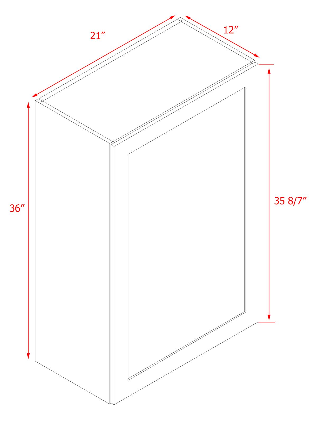 White Box Gray Shaker - 21"W × 36"H Standard Wall Cabinet 1-Door 3-Adjustable shelves