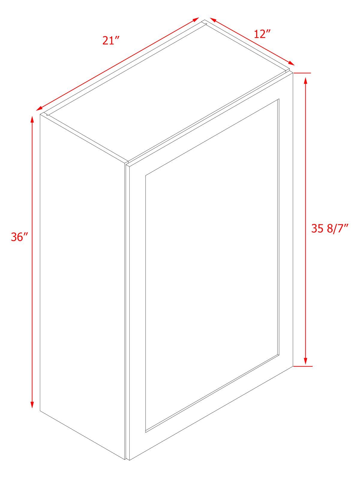 White Box Gray Shaker - 21"W × 36"H Standard Wall Cabinet 1-Door 3-Adjustable shelves