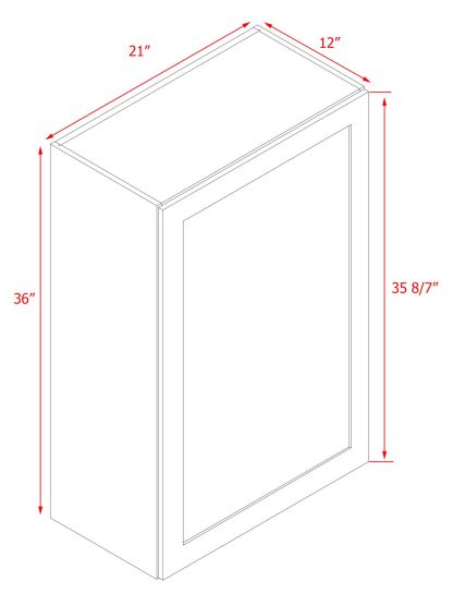 White Box Gray Shaker - 21"W × 36"H Standard Wall Cabinet 1-Door 3-Adjustable shelves