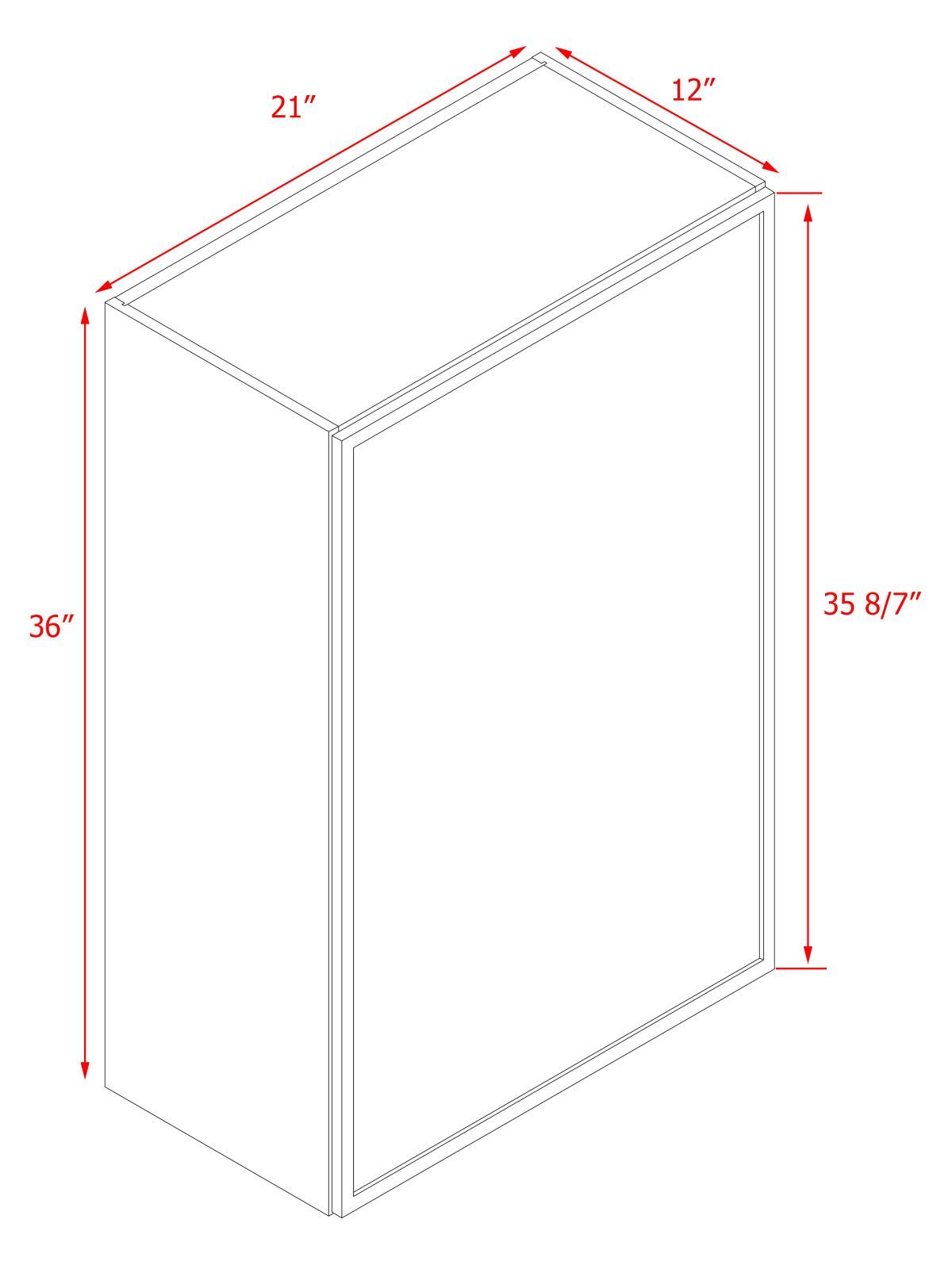 Natural Box Oak Slim - 21"W × 36"H Standard Wall Cabinet 1-Door 3-Adjustable shelves