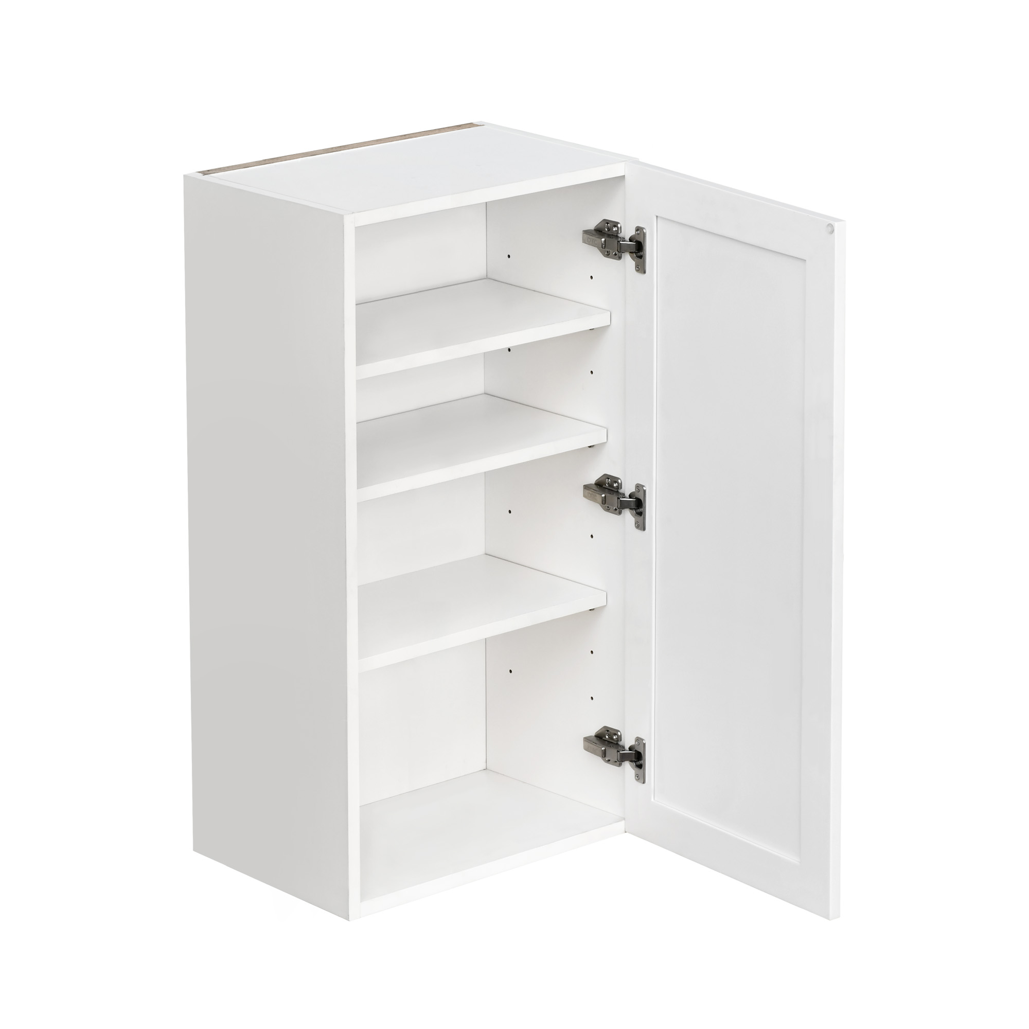 White Shaker - 21"W × 36"H Standard Wall Cabinet 1-Door 3-Adjustable shelves