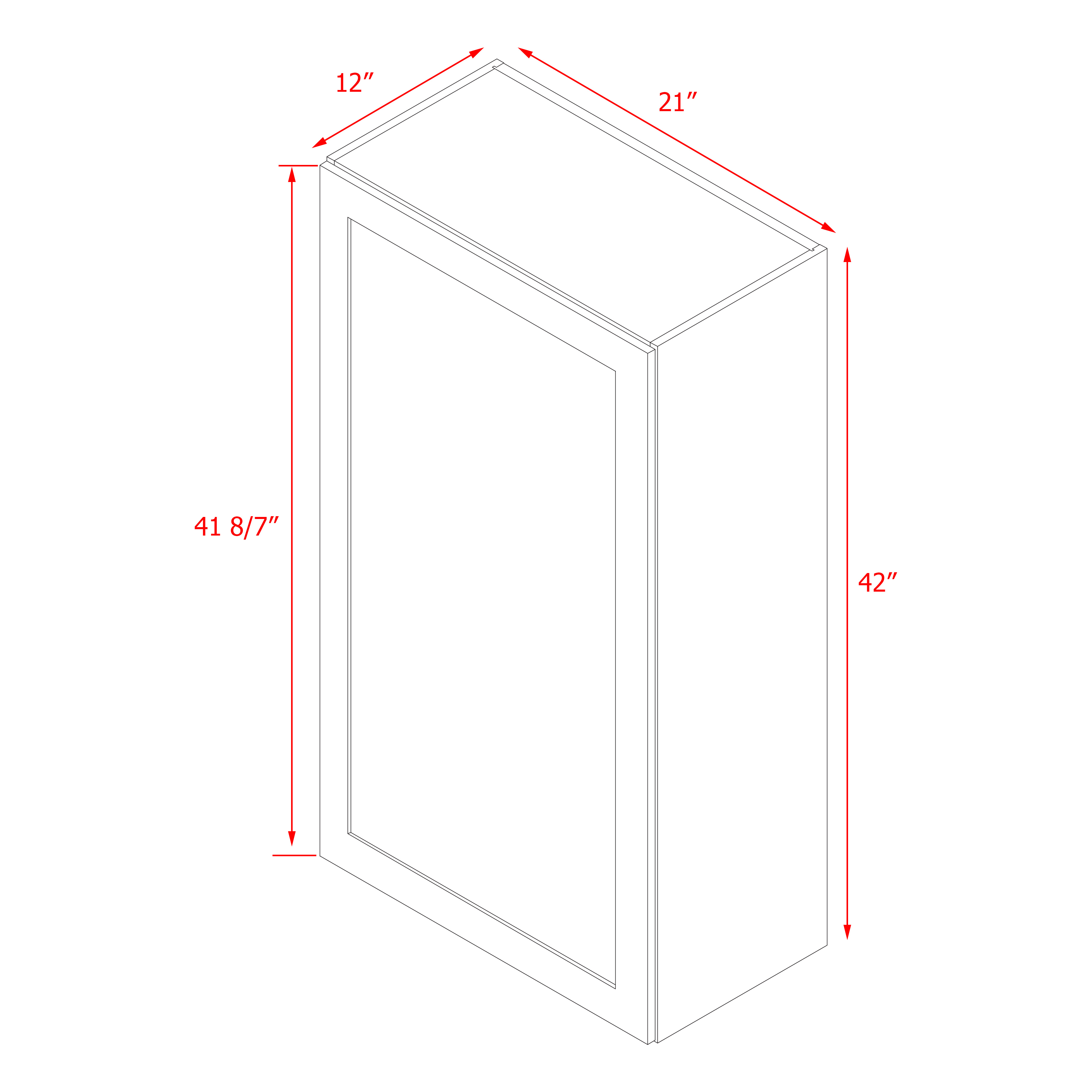 Mallroca Dolphin Gray Shaker - 21"W × 42"H Standard Wall Cabinet