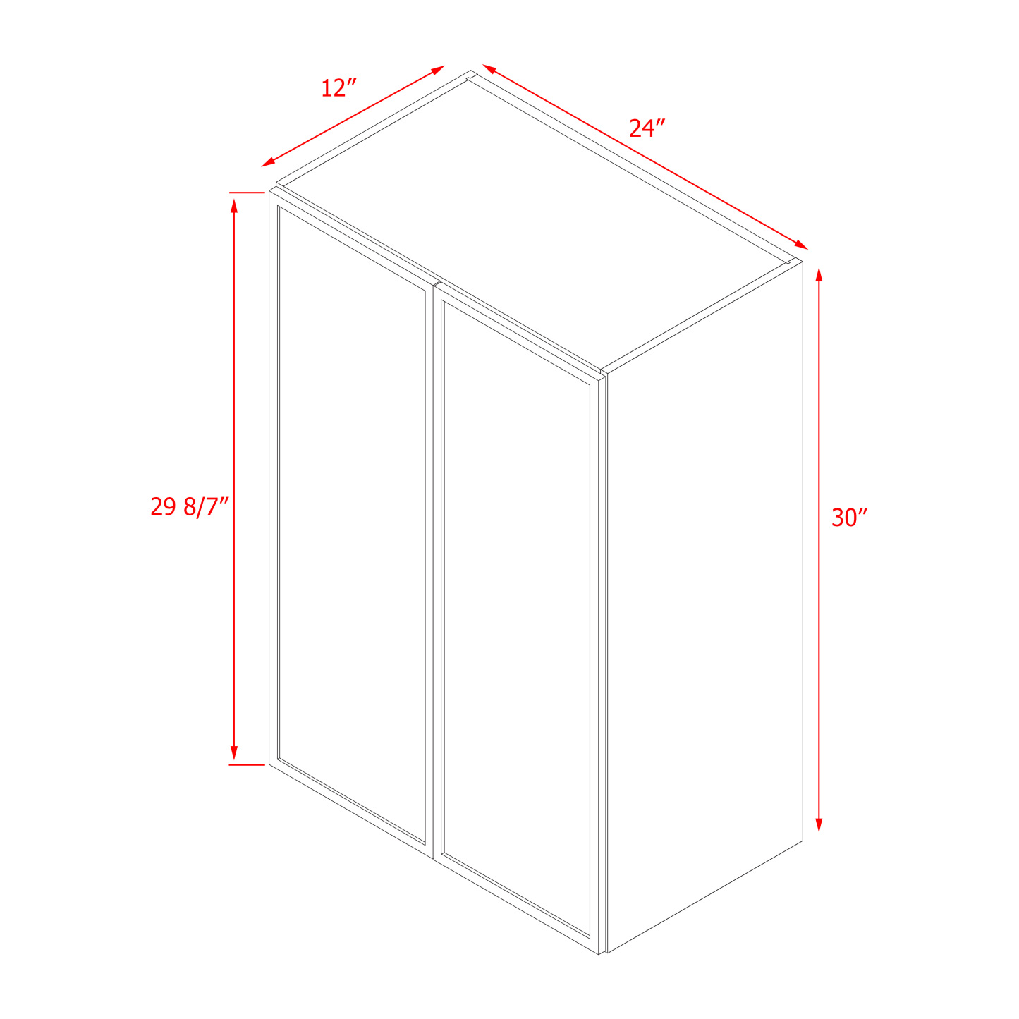 Shady Slim White Shaker - 24"W × 30"H Wall Cabinet