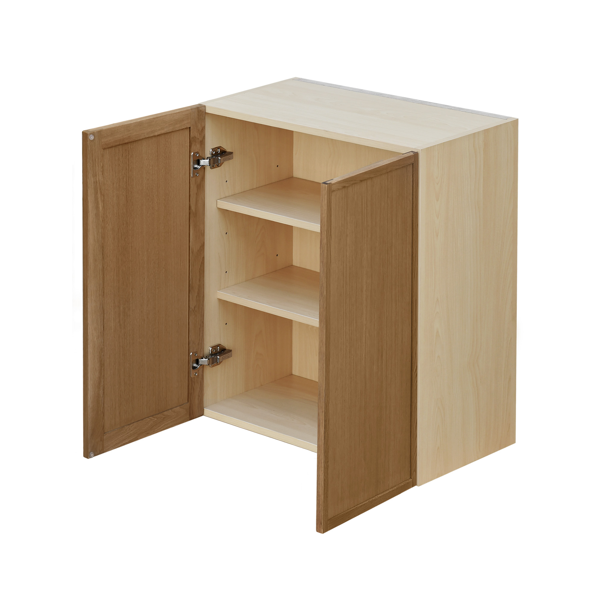 Natural Box Oak Slim - 24"W × 30"H Standard Wall Cabinet 2-Doors 2-Adjustable Shelves