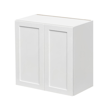 White Shaker - 24"W × 30"H Standard Wall Cabinet 2-Doors 2-Adjustable Shelves