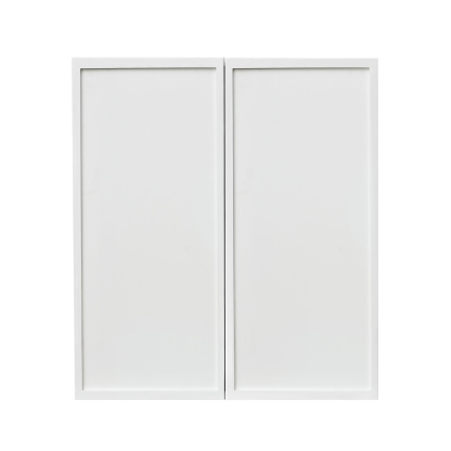 Slim White Shaker - 24"W × 30"H Standard Wall Cabinet 2-Doors 2-Adjustable Shelves
