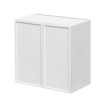 Slim White Shaker - 24"W × 30"H Standard Wall Cabinet 2-Doors 2-Adjustable Shelves