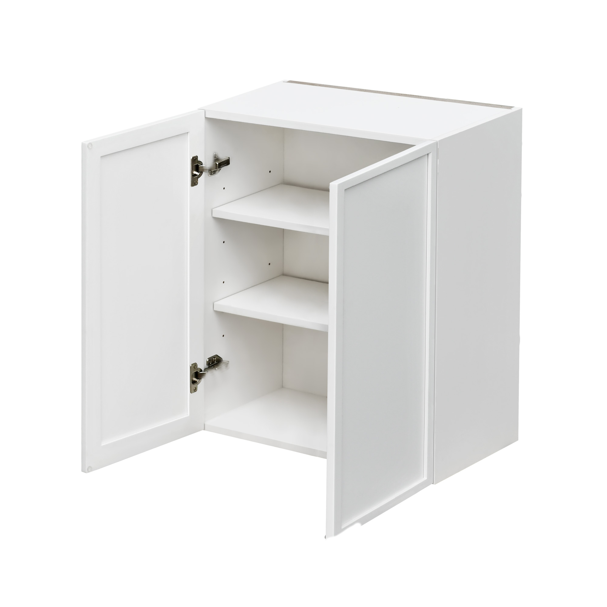 Slim White Shaker - 24"W × 30"H Standard Wall Cabinet 2-Doors 2-Adjustable Shelves