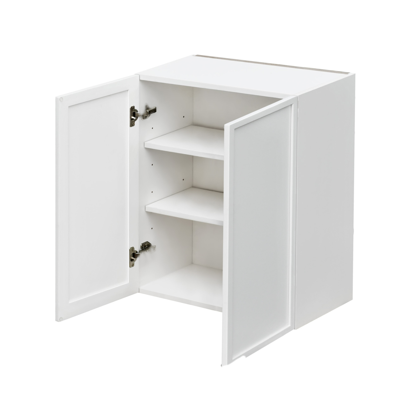 Slim White Shaker - 24"W × 30"H Standard Wall Cabinet 2-Doors 2-Adjustable Shelves
