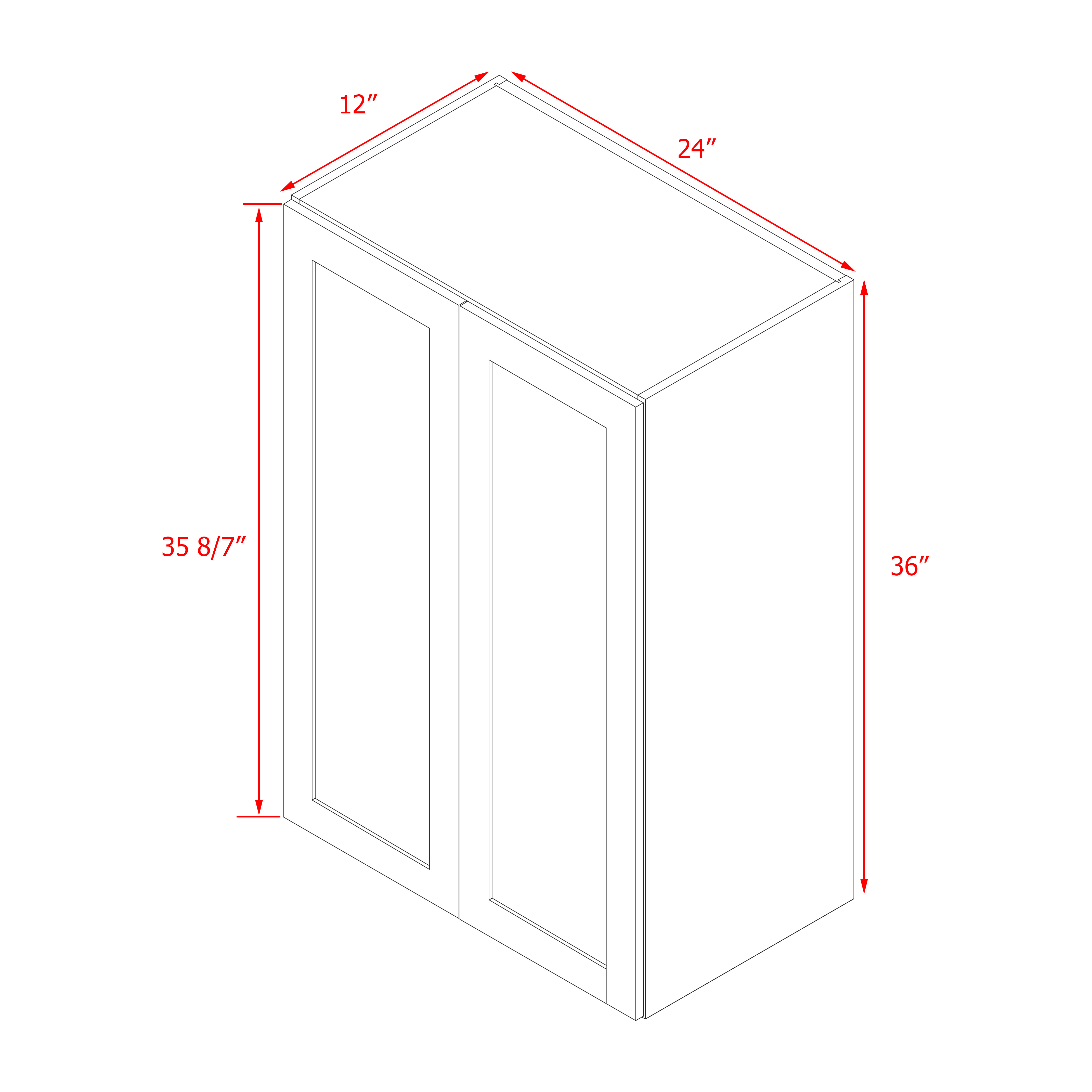 Mallroca Dolphin Gray Shaker - 24"W × 36"H Standard Wall Cabinet
