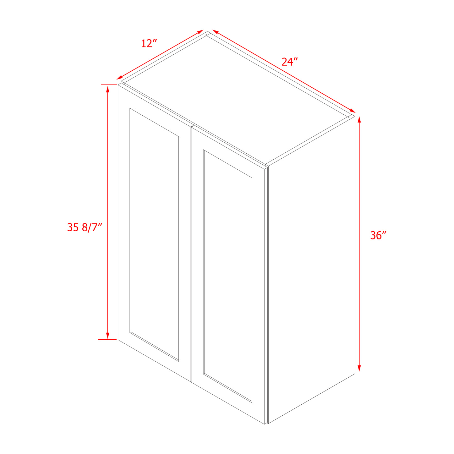 Mallroca Dolphin Gray Shaker - 24"W × 36"H Standard Wall Cabinet