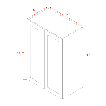 Mallroca Dolphin Gray Shaker - 24"W × 36"H Standard Wall Cabinet