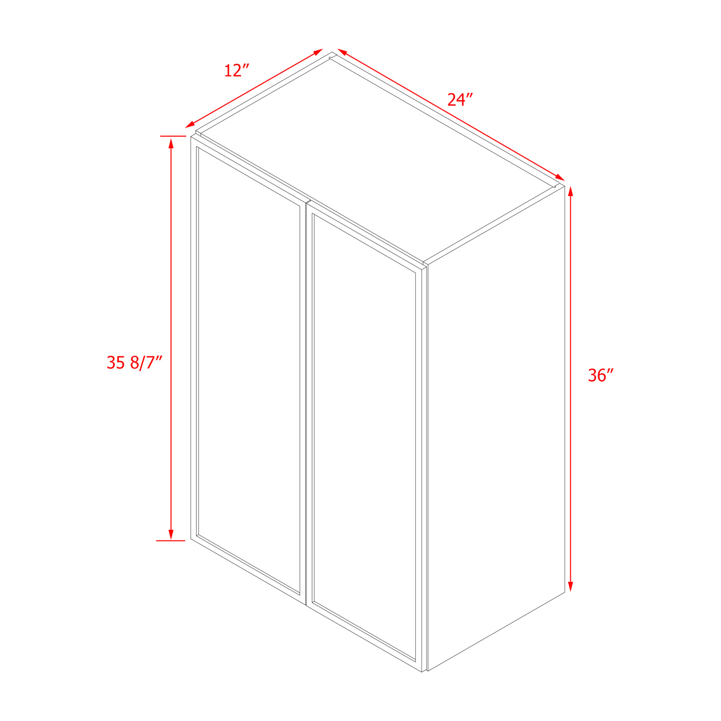 Shady Slim White Shaker - 24"W × 36"H Standard Wall Cabinet