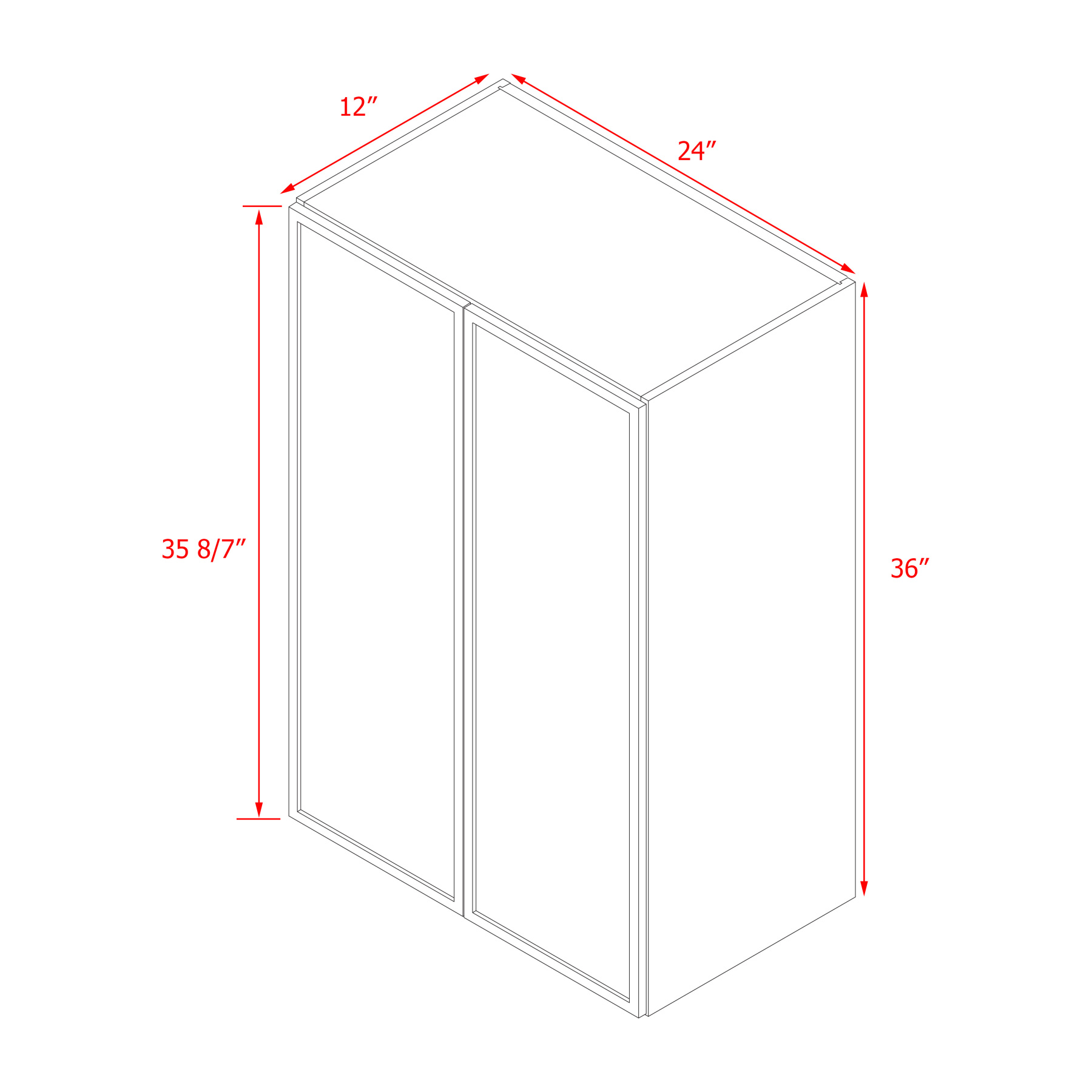 Shady Slim White Shaker - 24"W × 36"H Standard Wall Cabinet