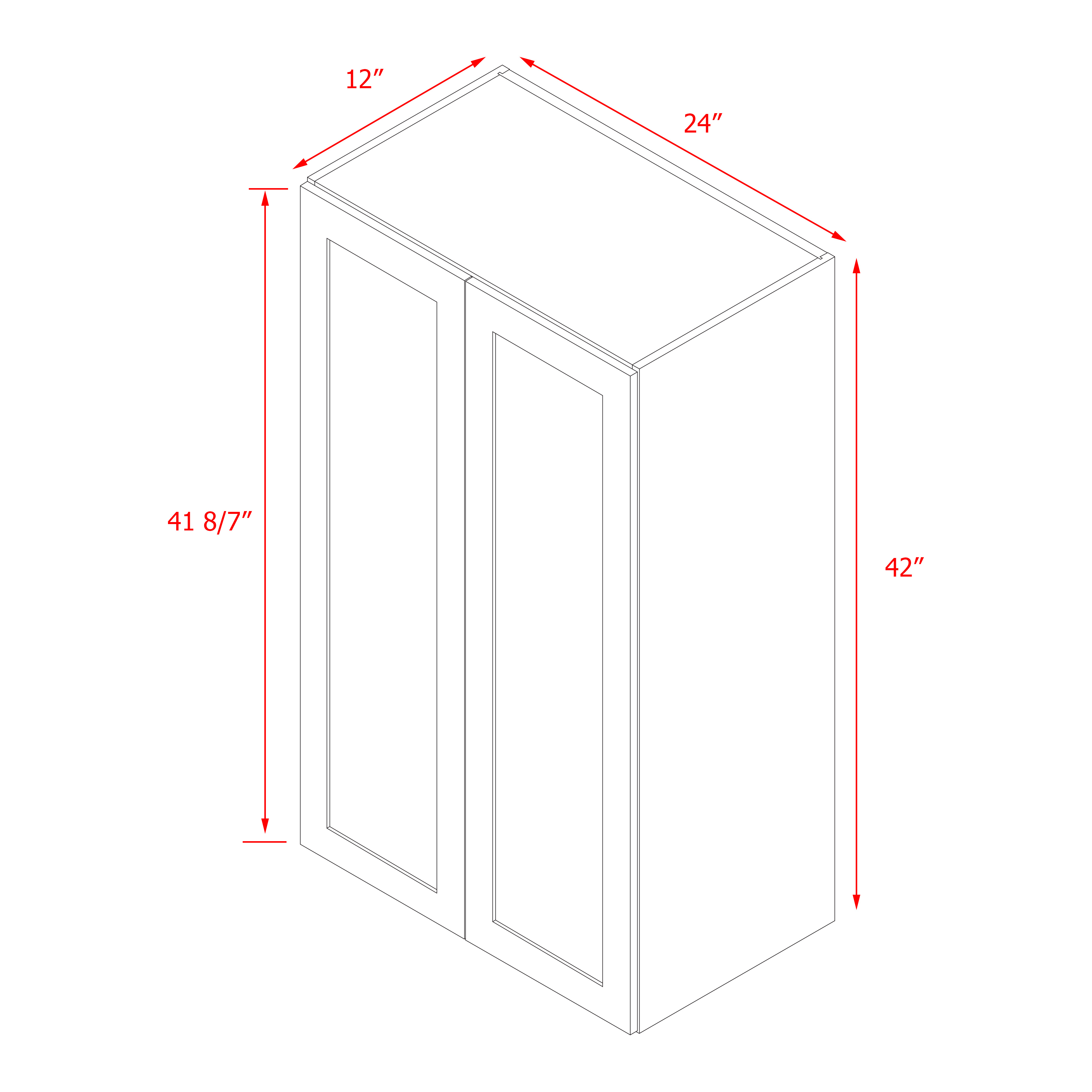 Mallorca White Shaker - 24"W × 42"H Standard Wall Cabinet