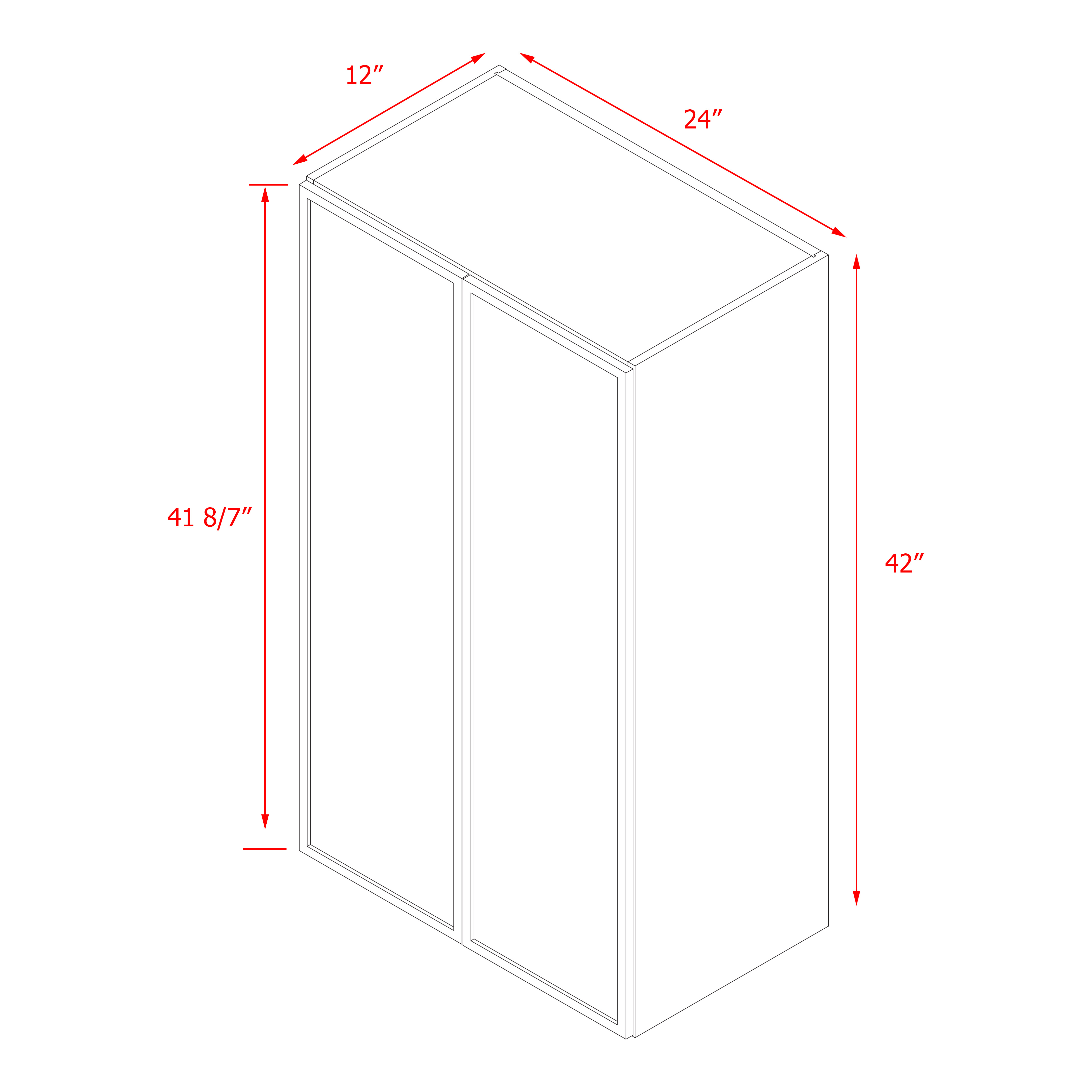 Shady Slim Oak Shaker - 24"W × 42"H Standard Wall Cabinet