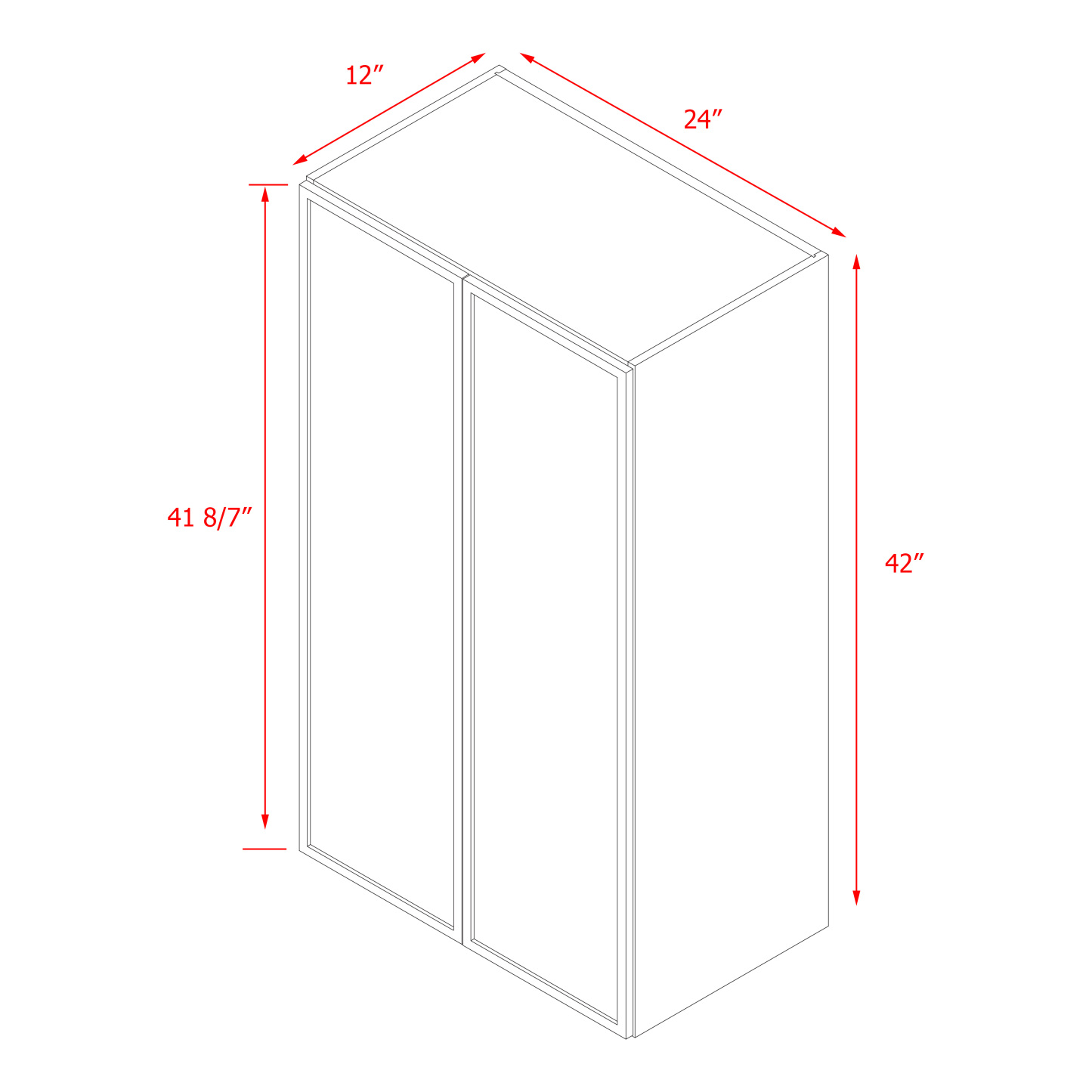 Shady Slim Oak Shaker - 24"W × 42"H Standard Wall Cabinet