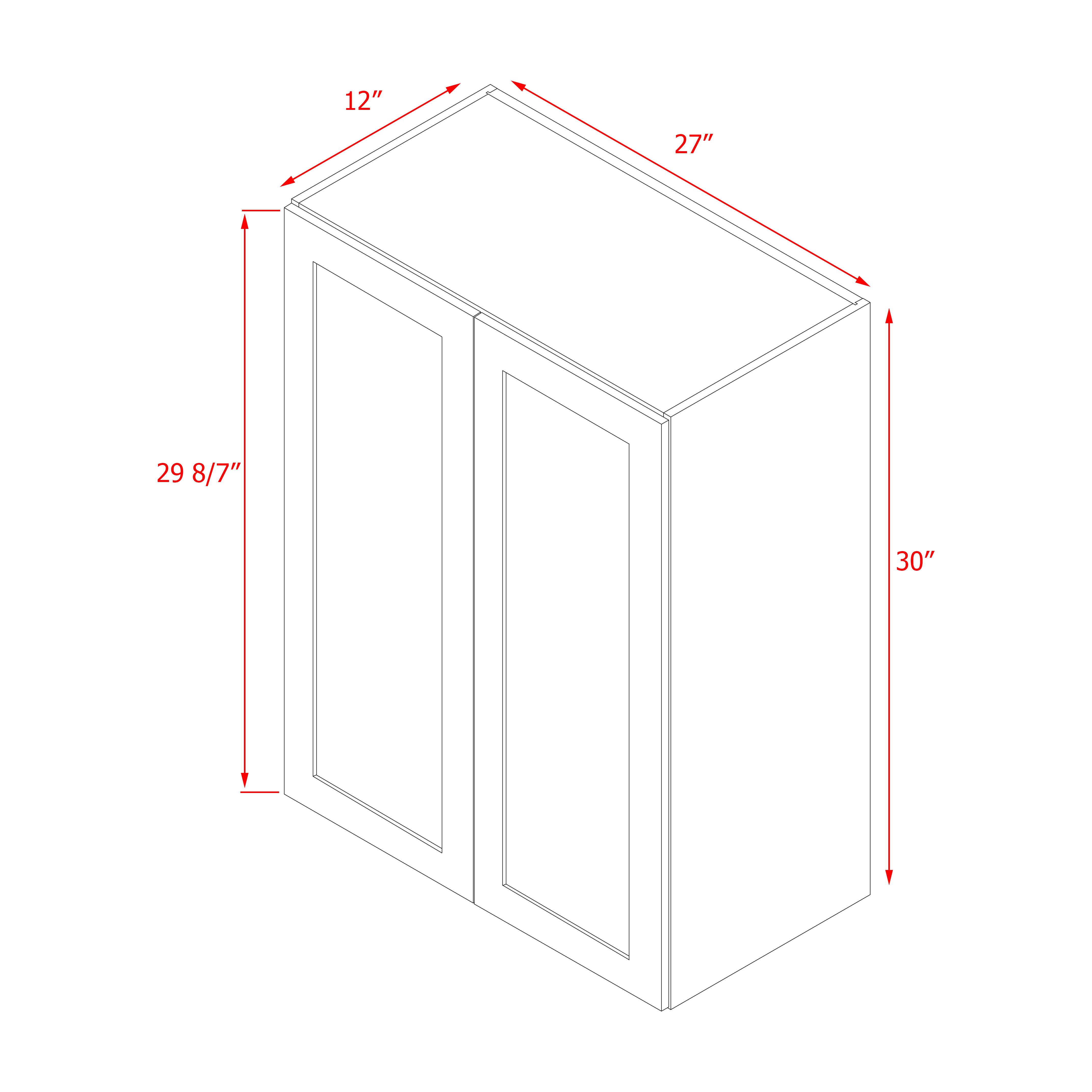 Mallorca Dolphin Gray Shaker - 27"W × 30"H Wall Cabinet