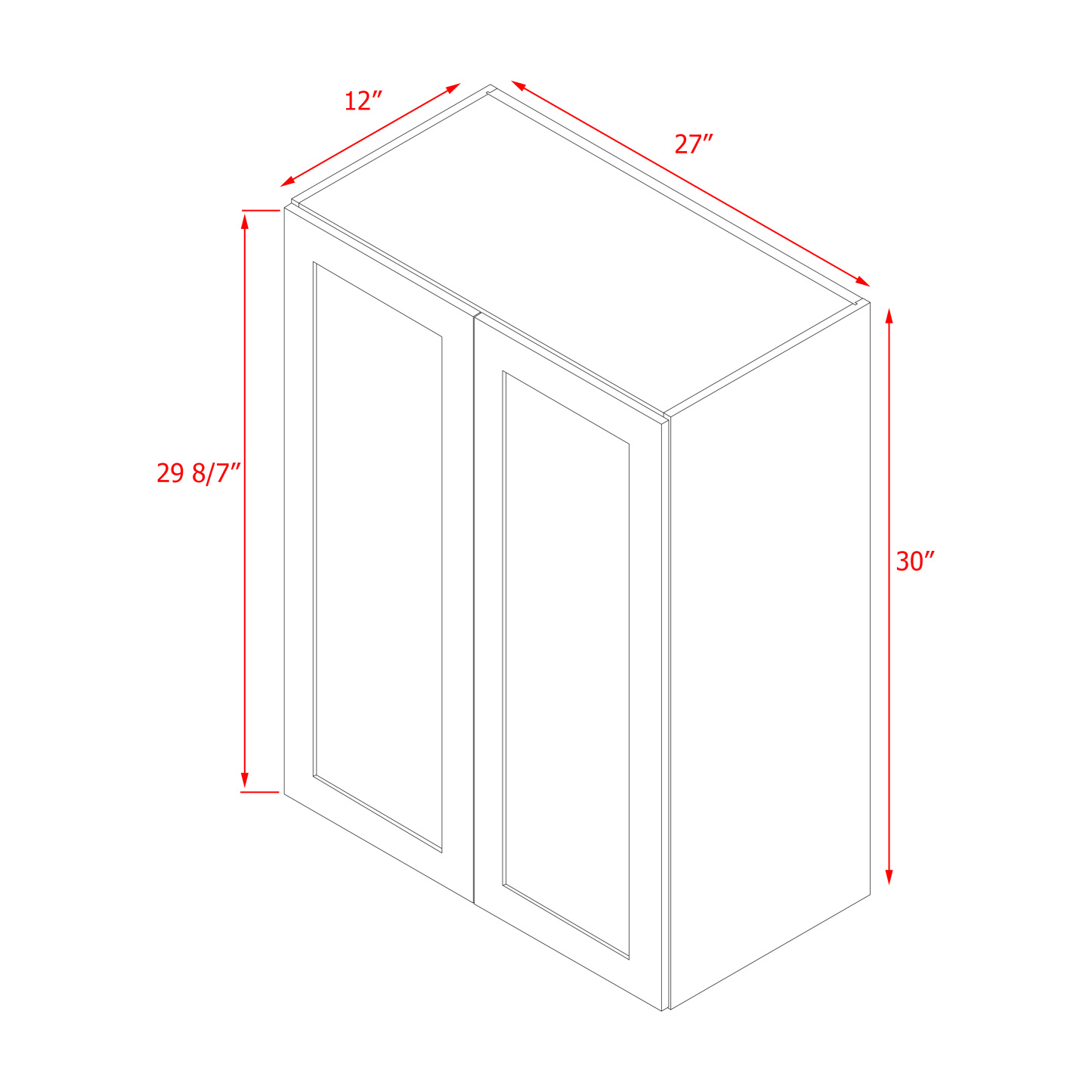 Mallorca Dolphin Gray Shaker - 27"W × 30"H Wall Cabinet