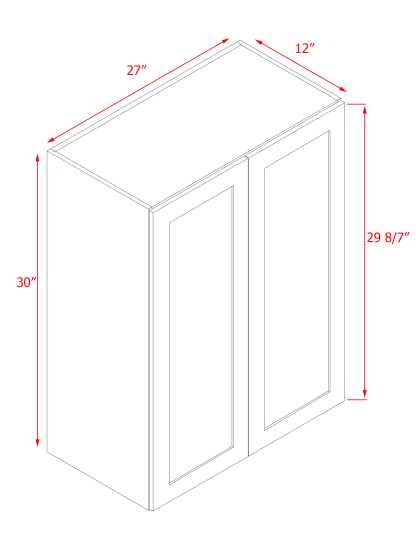 White Box Gray Shaker - 27"W × 30"H Standard Wall Cabinet 2-Doors 2-Adjustable Shelves
