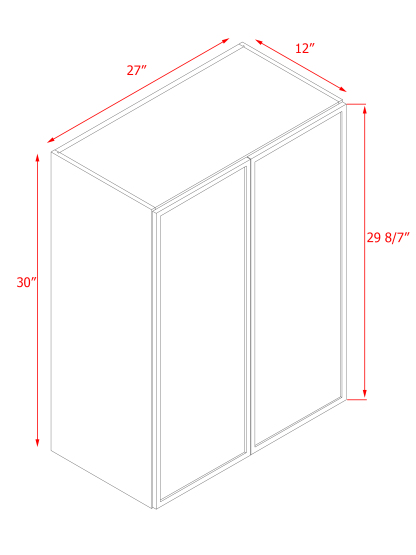 Natural Box Oak Slim - 27"W × 30"H Standard Wall Cabinet 2-Doors 2-Adjustable Shelves