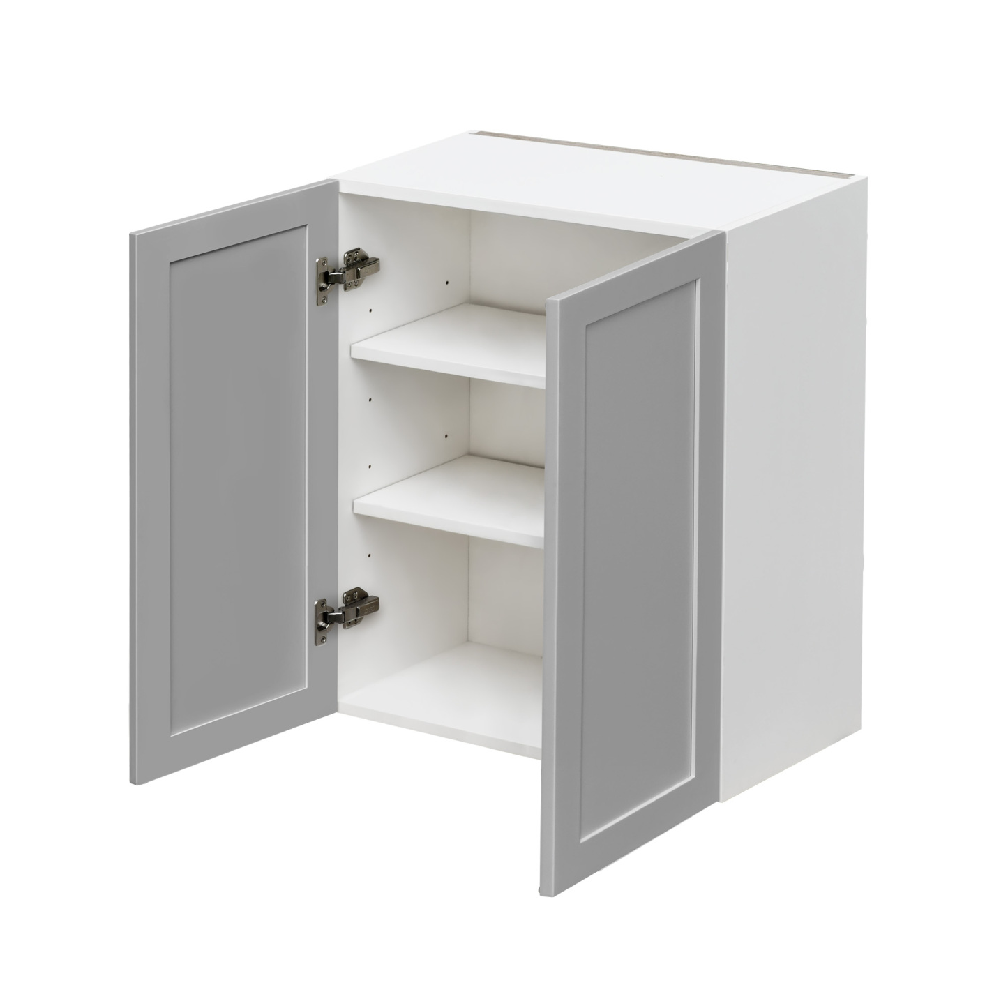 White Box Gray Shaker - 27"W × 30"H Standard Wall Cabinet 2-Doors 2-Adjustable Shelves